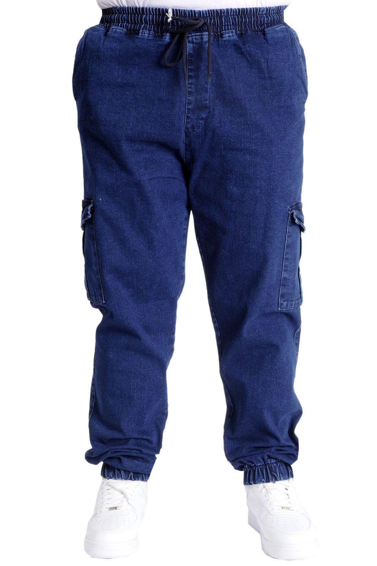 Modexl Mode XL Battal Beden Erkek Kot Pantolon CHIEF BLUE Lastikli 23919 Lacivert