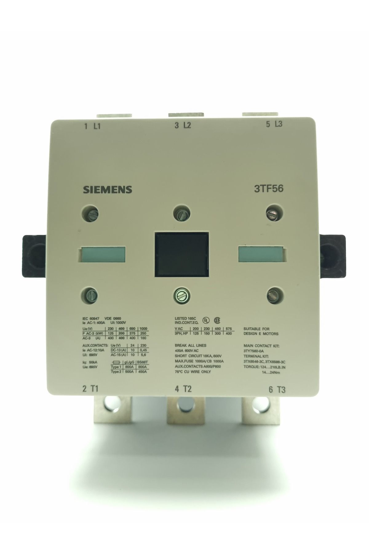 Siemens -3TF5622-0AP0 215KW 400A 230V AC 2NO 2NC BOY12 ÜÇ FAZLI GÜÇ KONTAKTÖRÜ