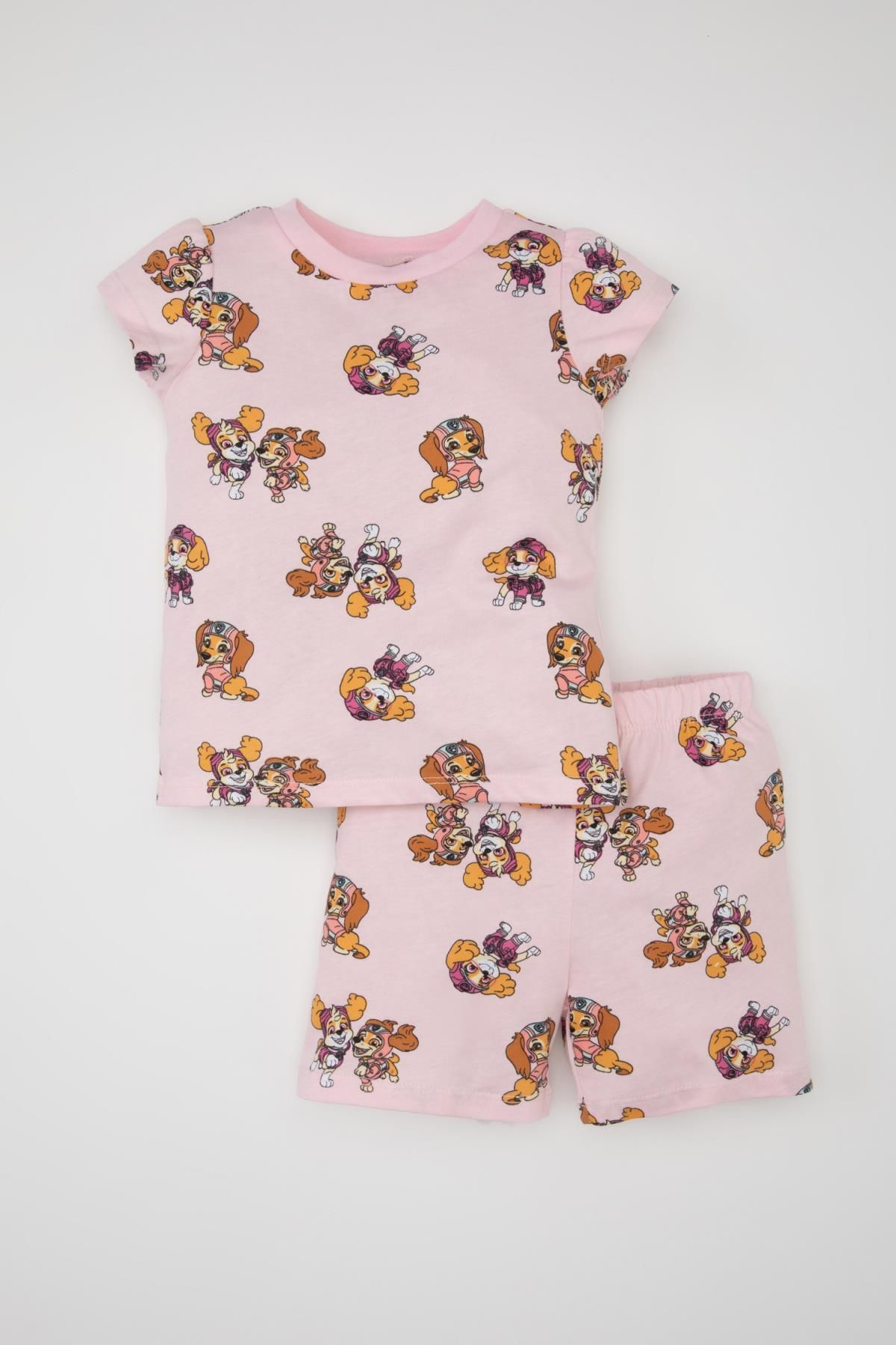 Defacto Kız Bebek Paw Patrol Kısa Kollu Penye Şortlu Pijama Takımı C5071A524HS