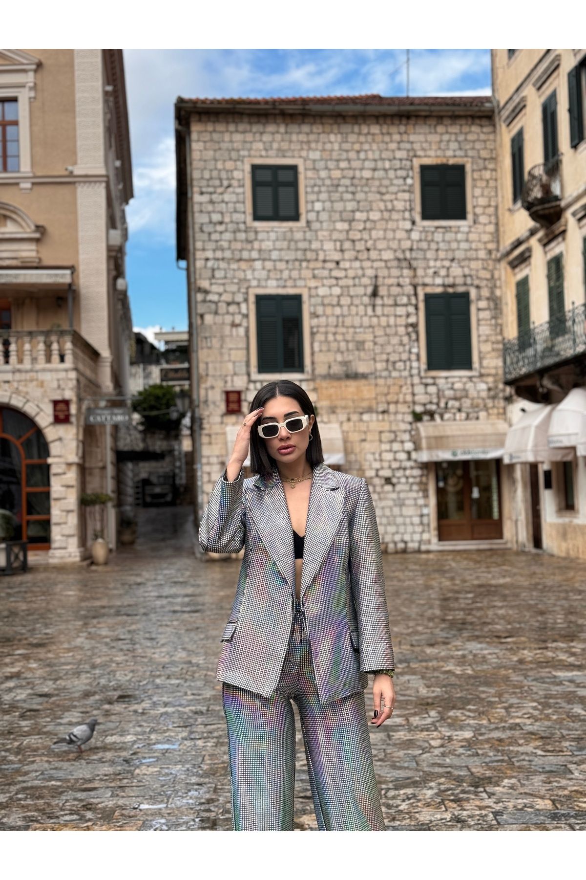 Rheme And Fons Özel Tasarım Couture El Işçiliği Hologramlı Oversize Blazer Ceket