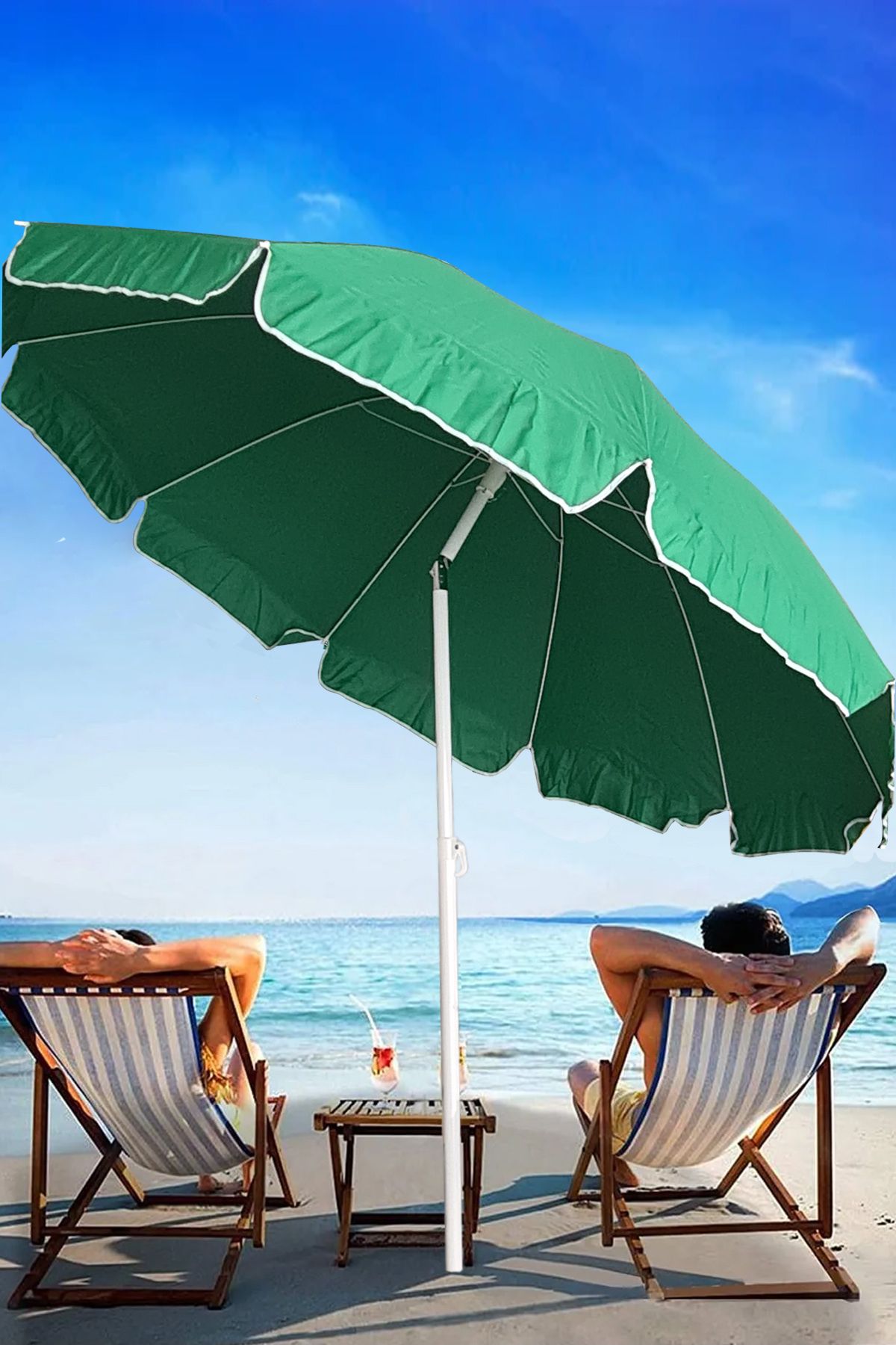 Binbirreyon Plaj Şemsiyesi Büyük Eğilebilen Bahçe Balkon Şemsiyesi Kılıflı 2,2m Çap 10 Telli Aa058