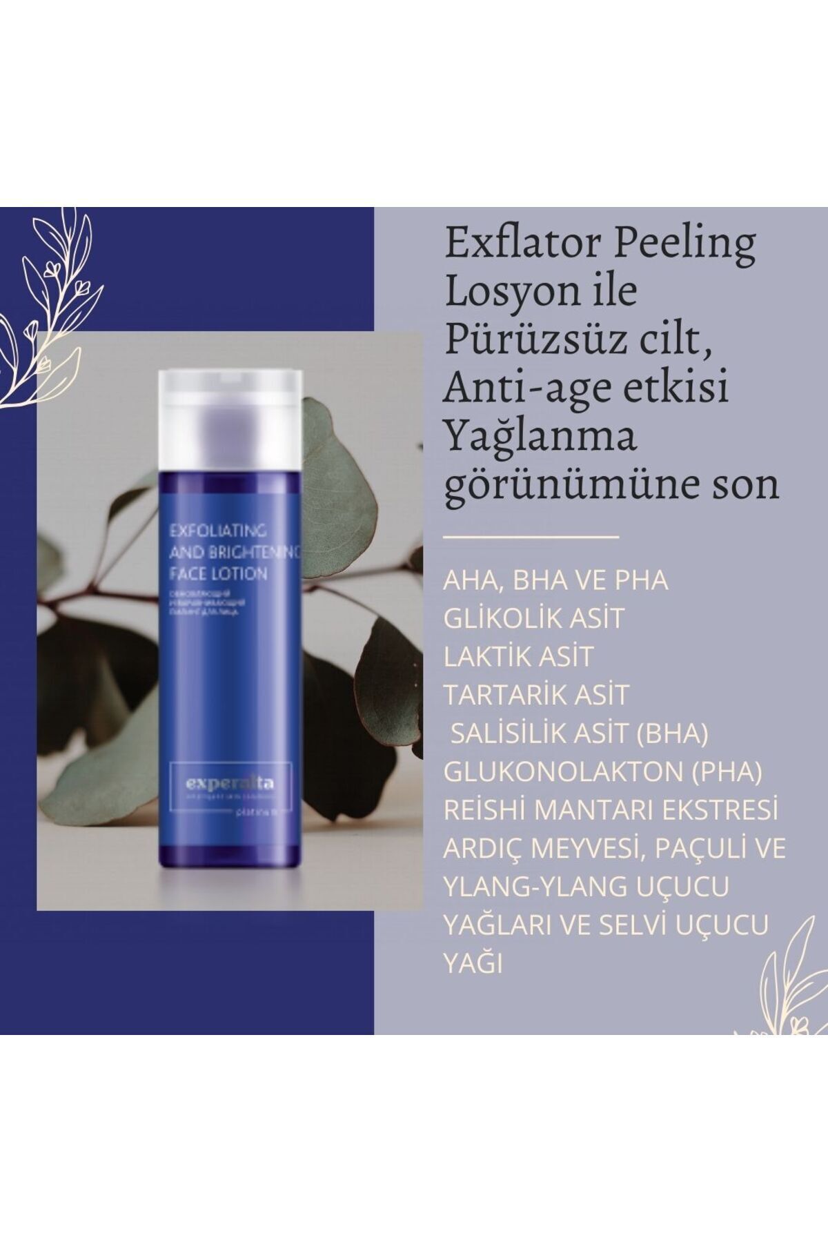 Siberian Wellness Experalta Platinum Exfoliating and brightening face lotion AHA BHA PHA Aydınlatıcı Peeling Losyon