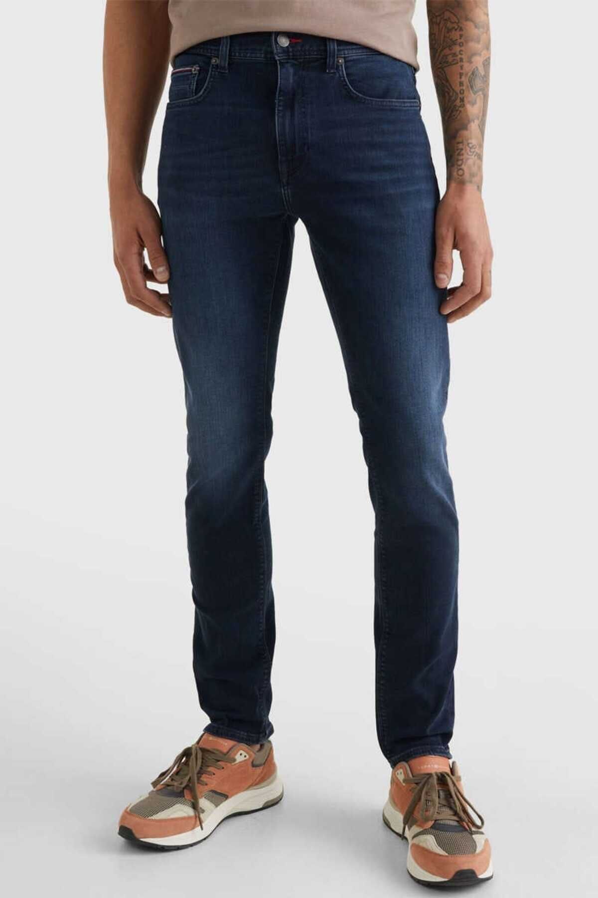 Tommy Hilfiger Erkek Denim Normal Belli Düz Model Günlük Kullanım Mavi Jeans MW0MW15593-1CS