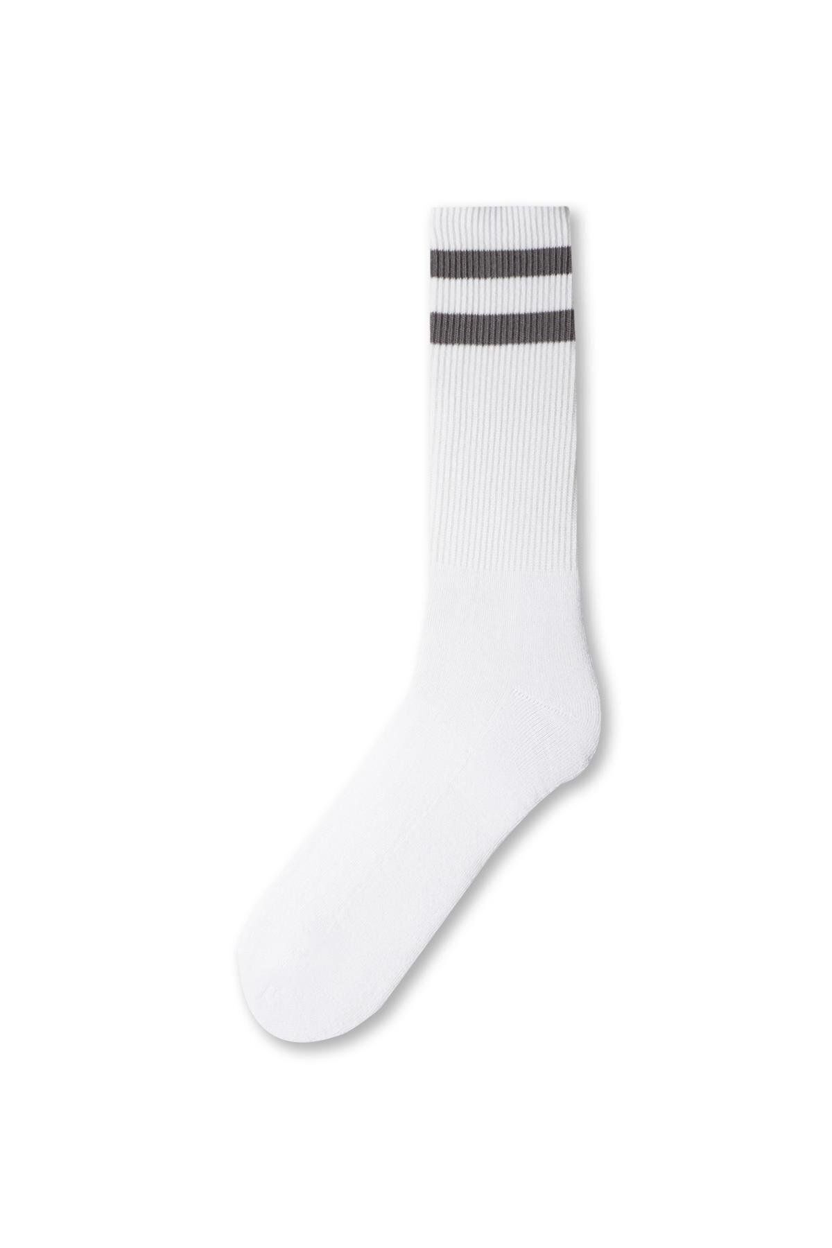 Katia & Bony Erkek Havlu Taban Çizgili Soket Çorap Beyaz/gri