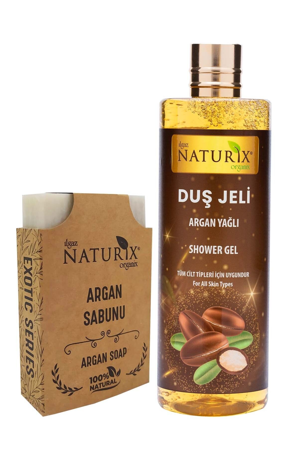 Naturix 2'li Set Argan Yağlı Duş Jeli Paraben Fosfat İçermez 400 Ml + %100 Doğal Argan Sabun Argan Soap
