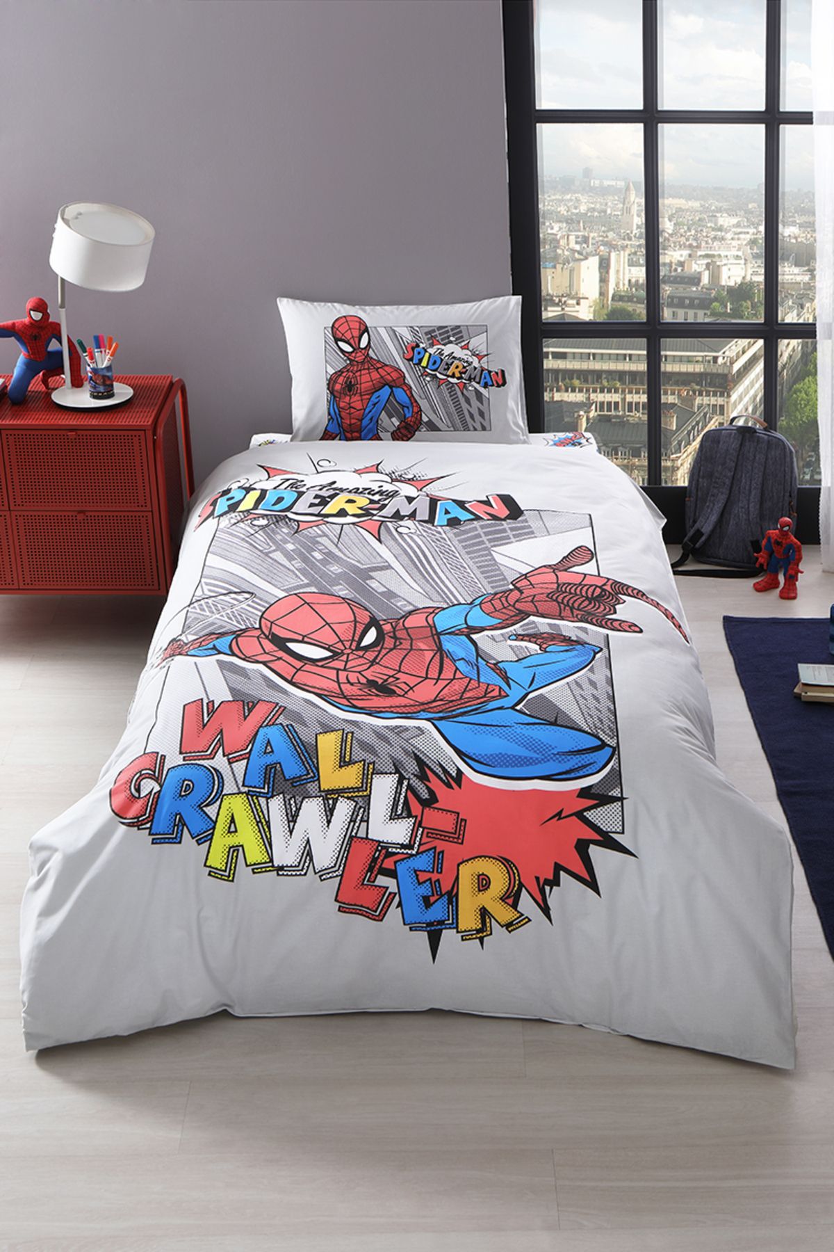 Özdilek Spiderman Wall Tek Kişilik Disney Lisanslı Lastikli Fitted Çarşaf Çocuk Nevresim Takımı
