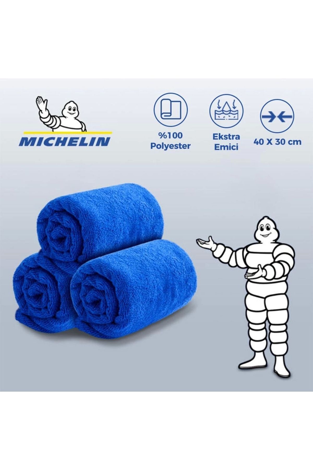 Michelin Mc42101 40x30cm Süper Emici Mikrofiber Havlu, 3 Adet