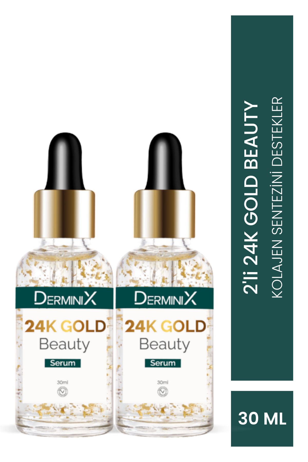 Derminix 24k Gold Beauty Altın Parçacıklı Hyaluronik Asit Içeren Cilt Bakım Serumu 2'li