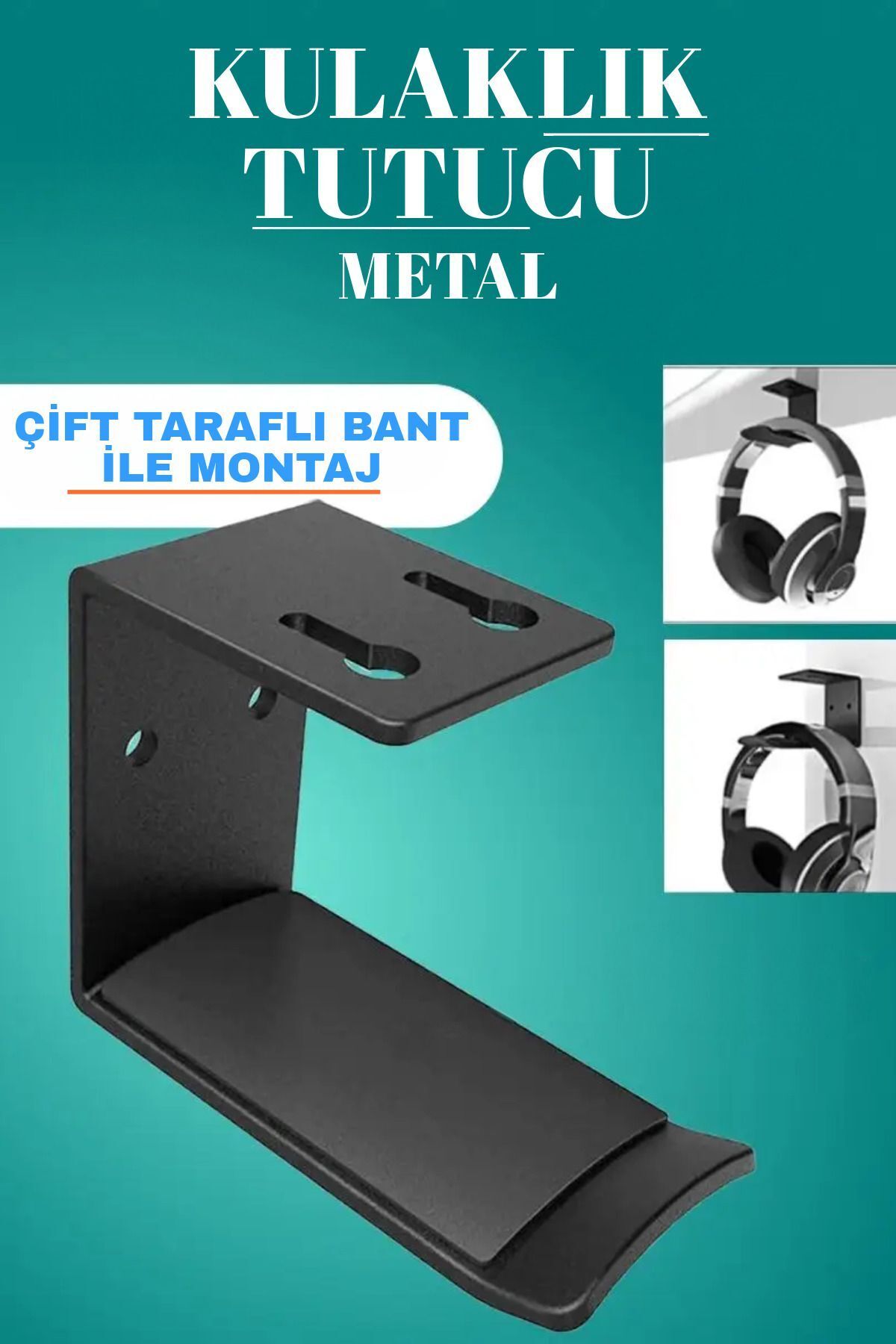 3art Metal Yapışkanlı Kulaklık Tutucu - Metal Kulaklık Standı
