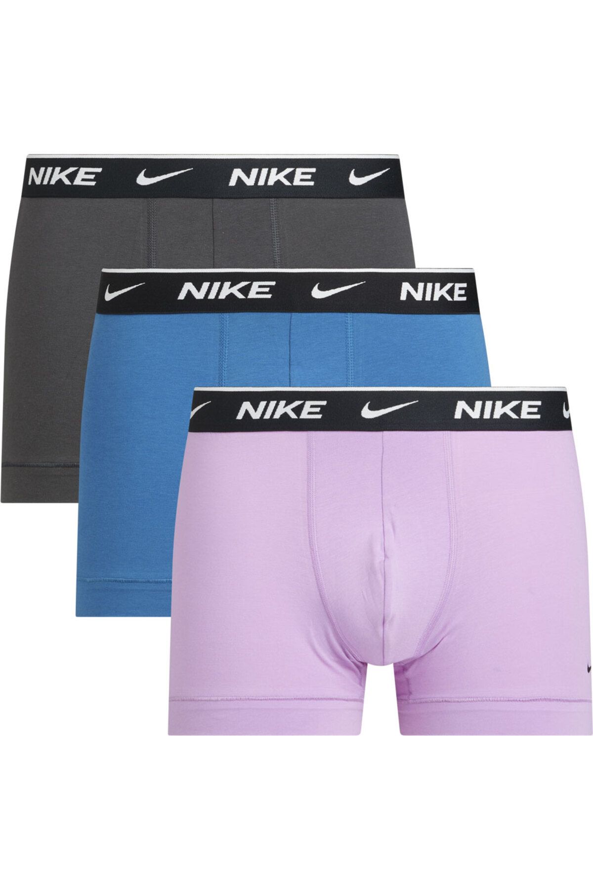 Nike Erkek Nike Marka Logolu Elastik Bantlı Günlük Kullanıma Uygun Gri-mavi-lila Boxer 0000ke1008-gg9