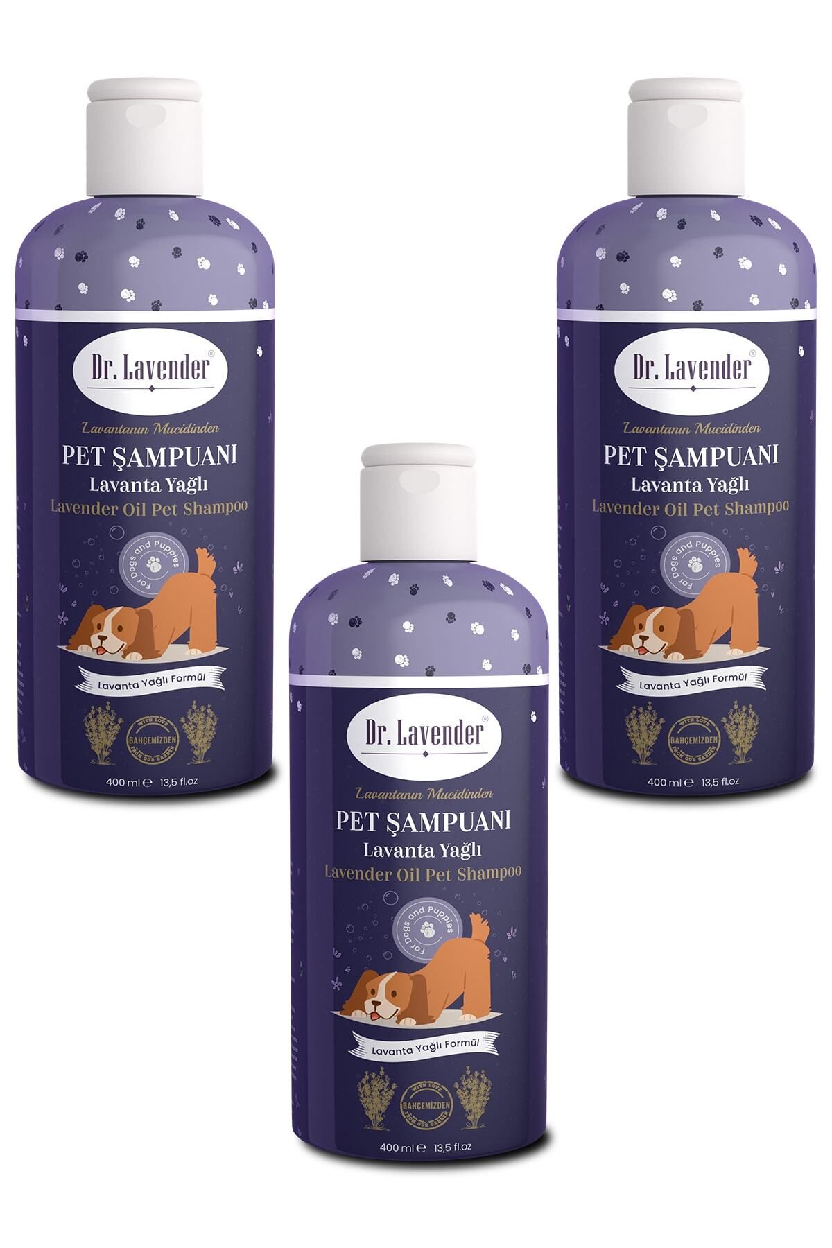 Gallipoli Lavender Lavanta Yağlı Köpek Şampuanı 3'lü 400 Ml Pire Kene Önleyici Pet Şampuanı Koku Giderici Şampuan
