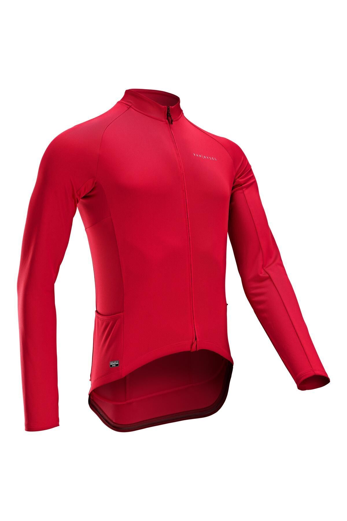 Decathlon Erkek Uzun Kollu Bisiklet Forması - Kırmızı - Rc100
