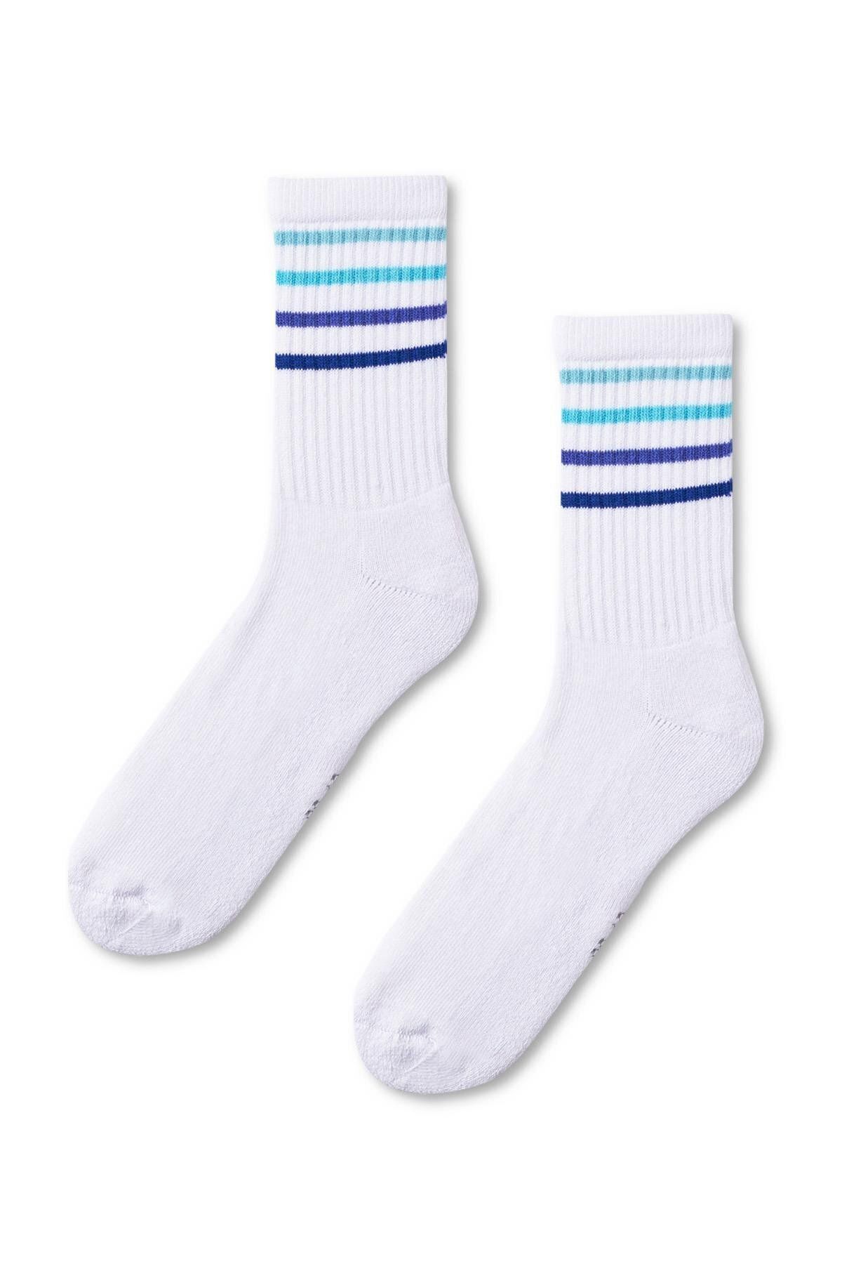 Katia & Bony Renkli Çizgili Havlu Taban Çorap Beyaz/mavi