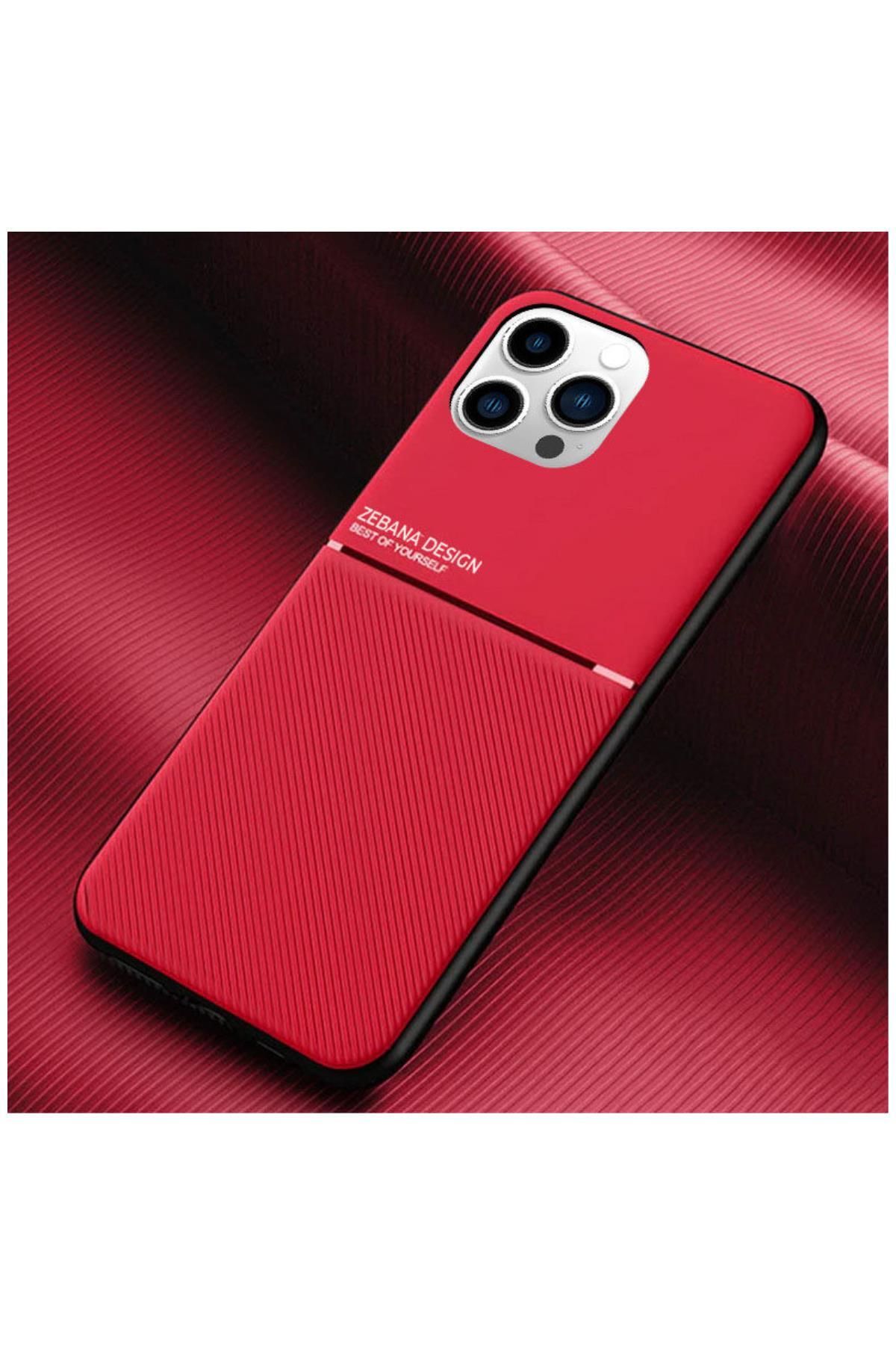 Zebana Apple iPhone 15 Pro Max Uyumlu Kılıf Zebana Design Silikon Kılıf Kırmızı