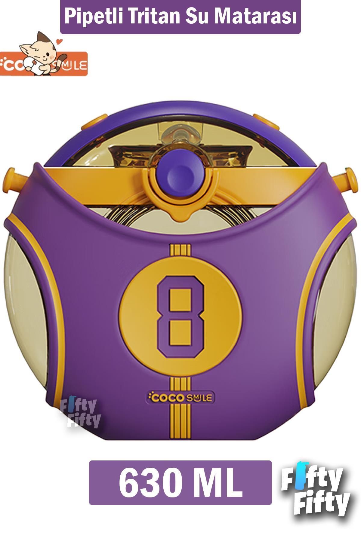 Vagonlife CocoSmile Özel Kutulu 630 ML Pipetli NBA Lakers Temalı Tritan Su Matarası Boyun Askılı 3 Farklı Renk