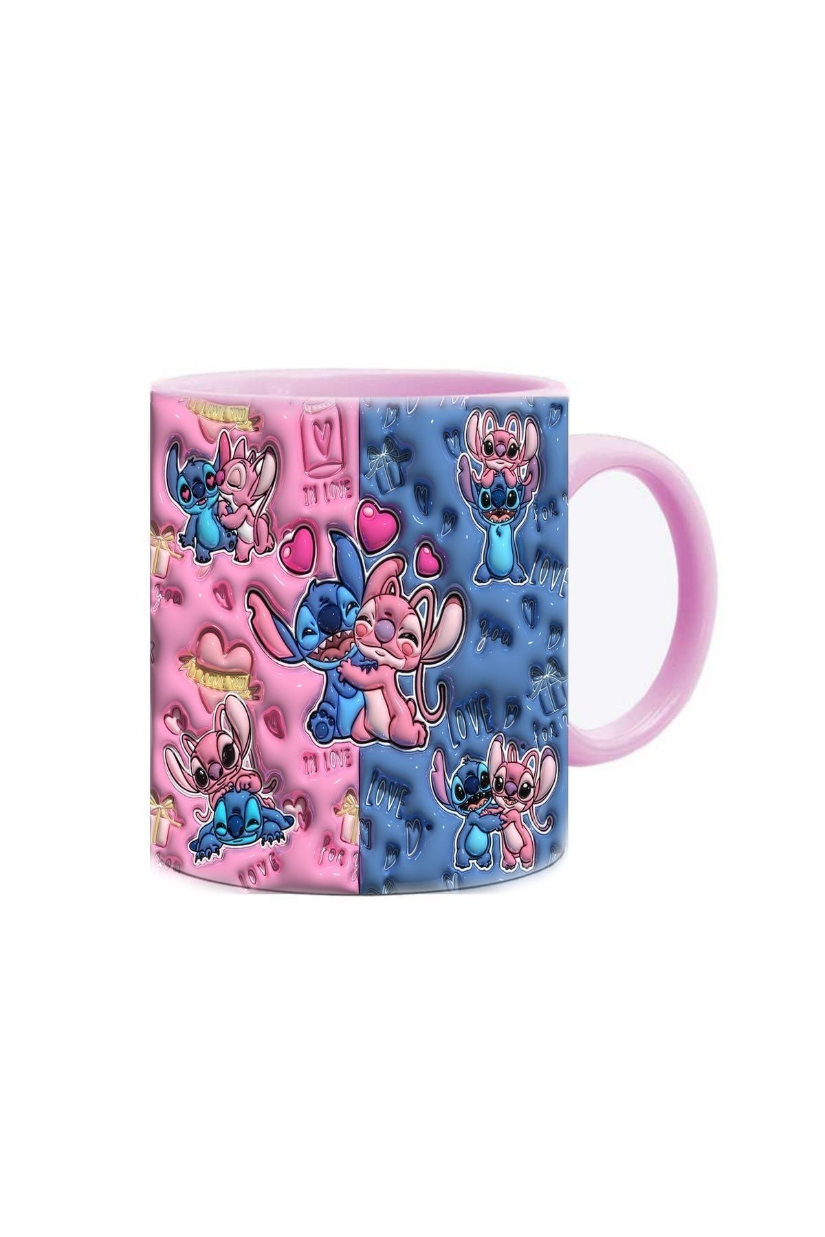 Mugs and love Stitch 3D baskı büyük boy kupa