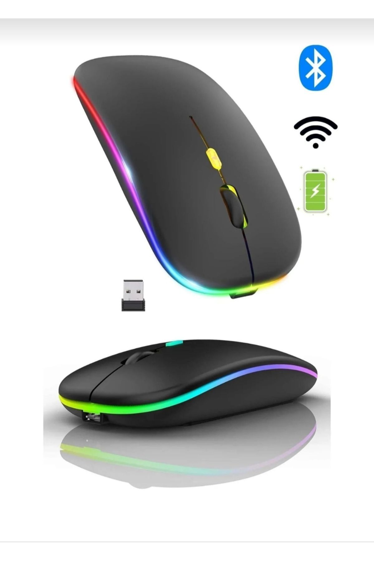HOBİPİX Kablosuz Wireless 4 Tuşlu Rgb Işıklı Sessiz Mouse