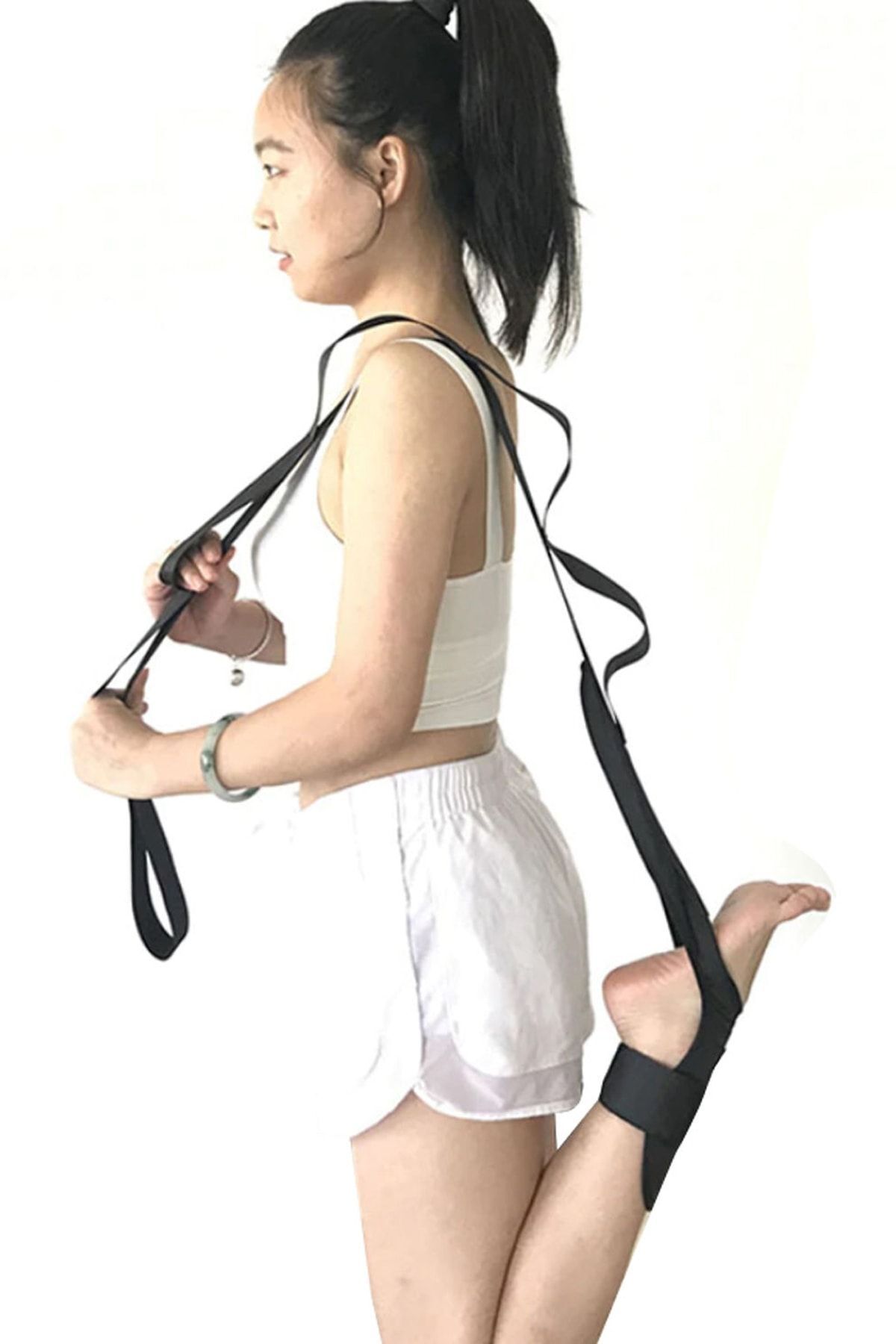 Bundera Yoga Linda Siyah Ayak Bacak Germe Askısı Pilates Fitness Kardiyo Vücut Kas Geliştirici Spor Aleti