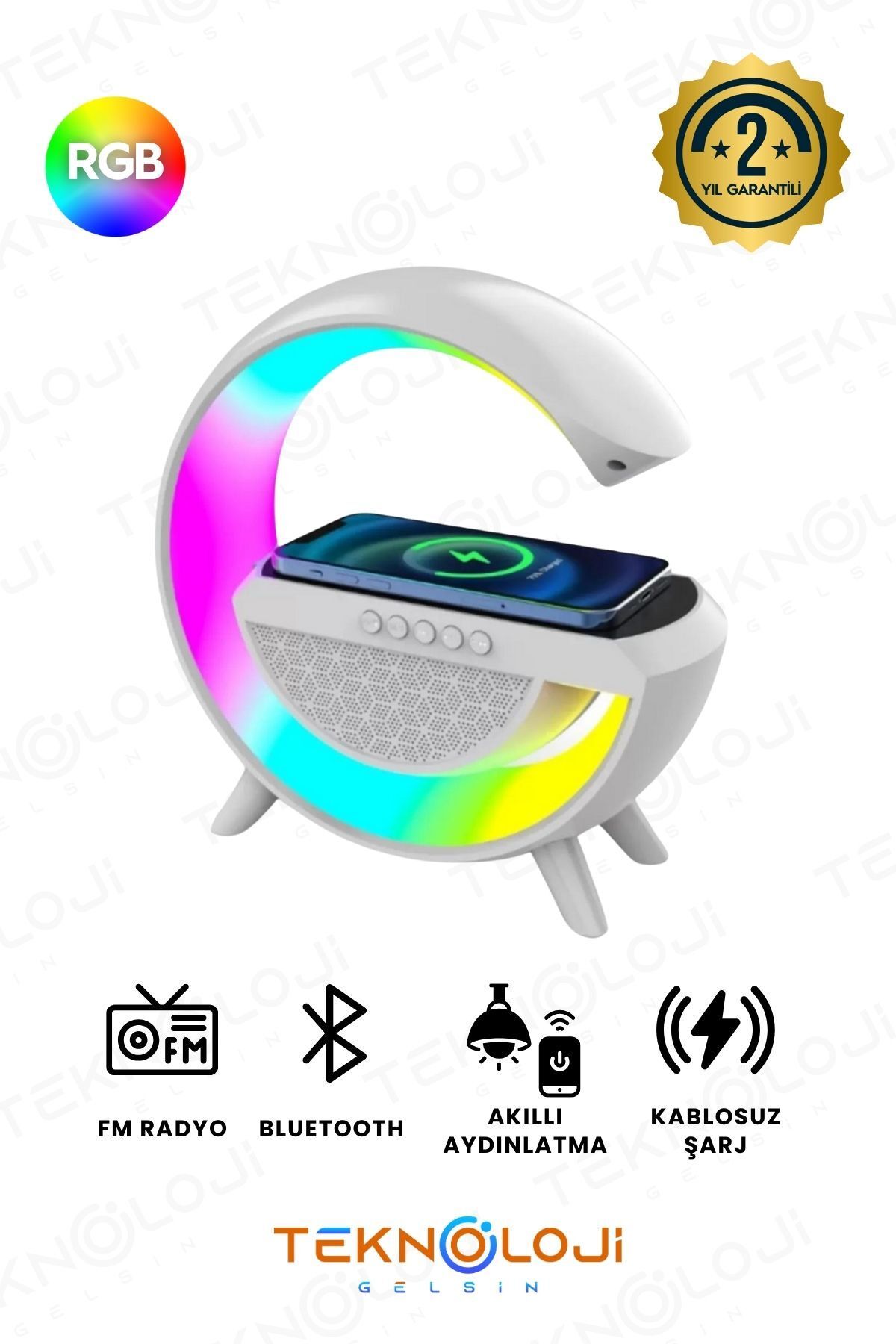 Teknoloji Gelsin Akıllı Gece Lambası Speaker Bluetooth Hoparlör Kablosuz Şarj Rgb Masa Lambası Yatak Odası Dekor 3in1