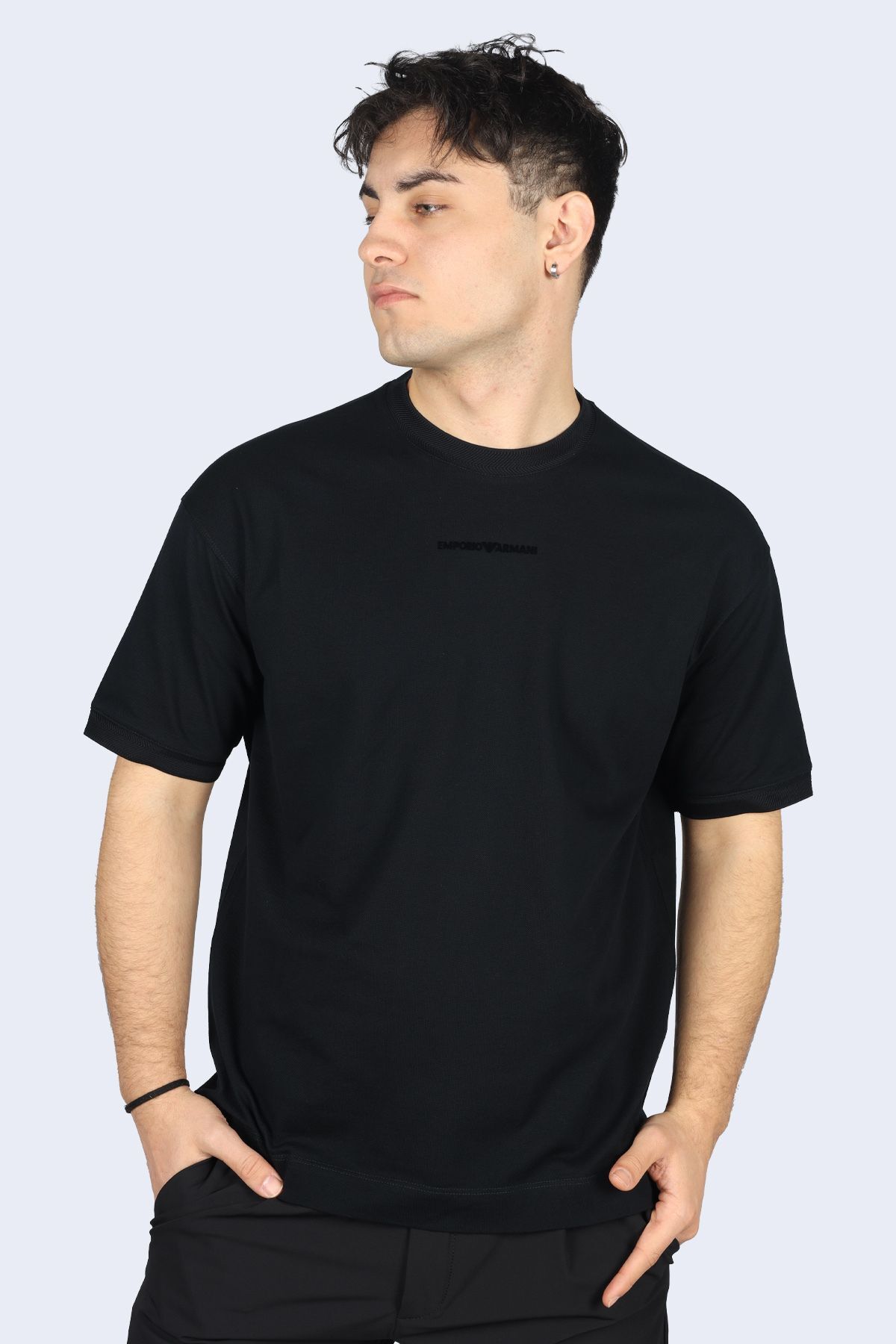 Emporio Armani Erkek Pamuklu Marka Logolu Yuvarlak Yaka Lacivert T-Shirt 3D1TC8 1JTKZ-0920