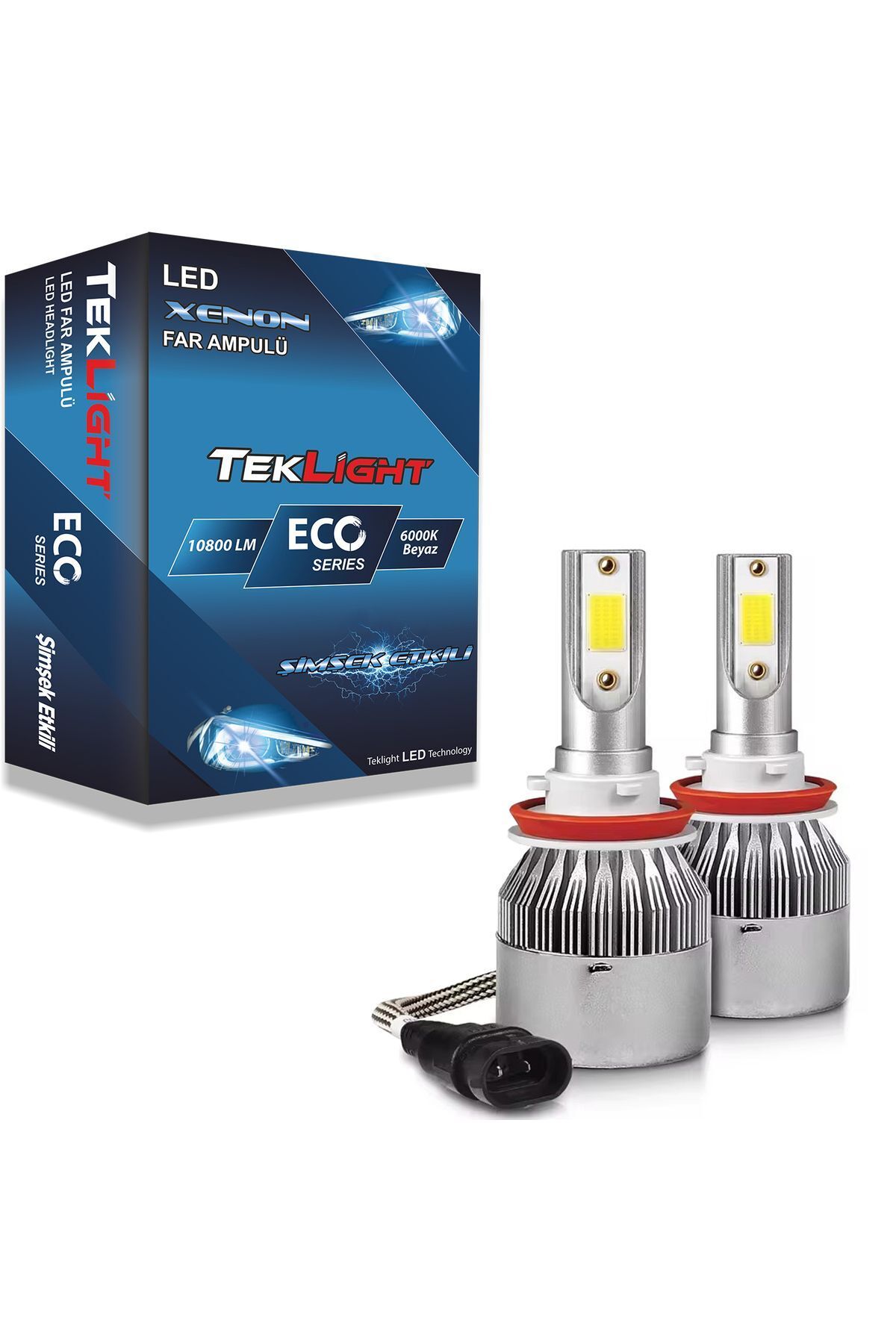 Teklight Eco (HB4) 9006 Led Xenon Far Ampulü 10800 Lümen Beyaz Zenon Şimşek Etkili