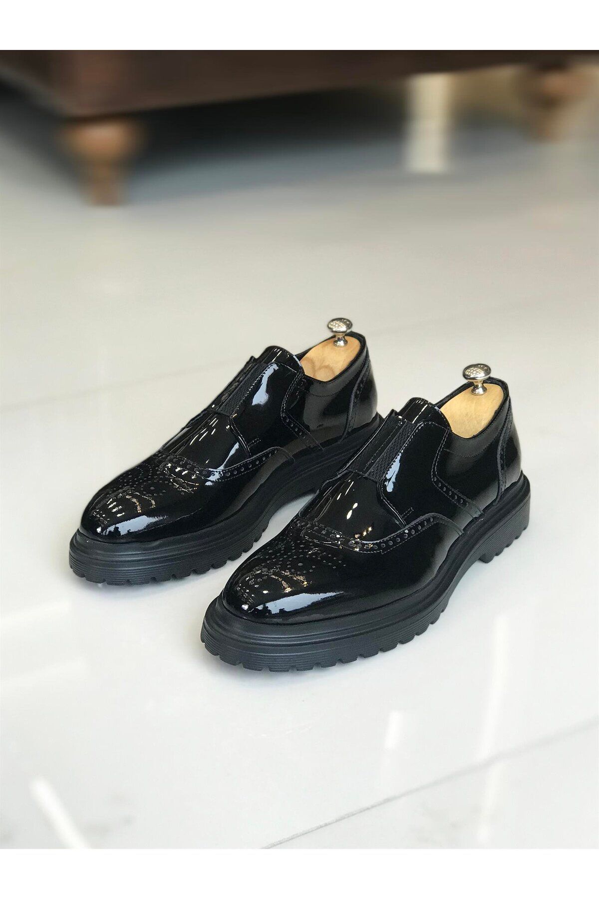 TerziAdemAltun İtalyan Stil Iç Dış Naturel Deri Rugan Erkek Ayakkabı Siyah T8860