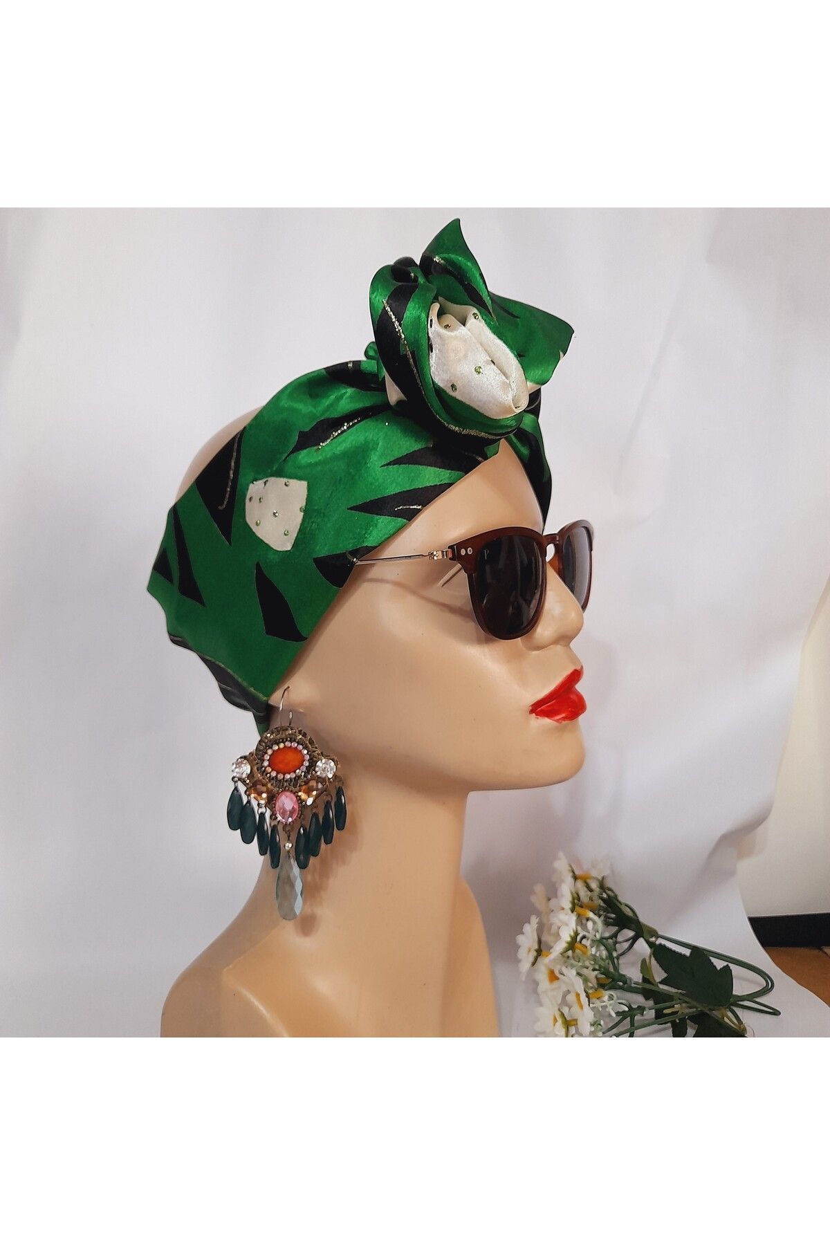 oben hobi Afrika modeli telli bandana saç aksesuarı özel tasarlanmış kadın saç kumaş toka