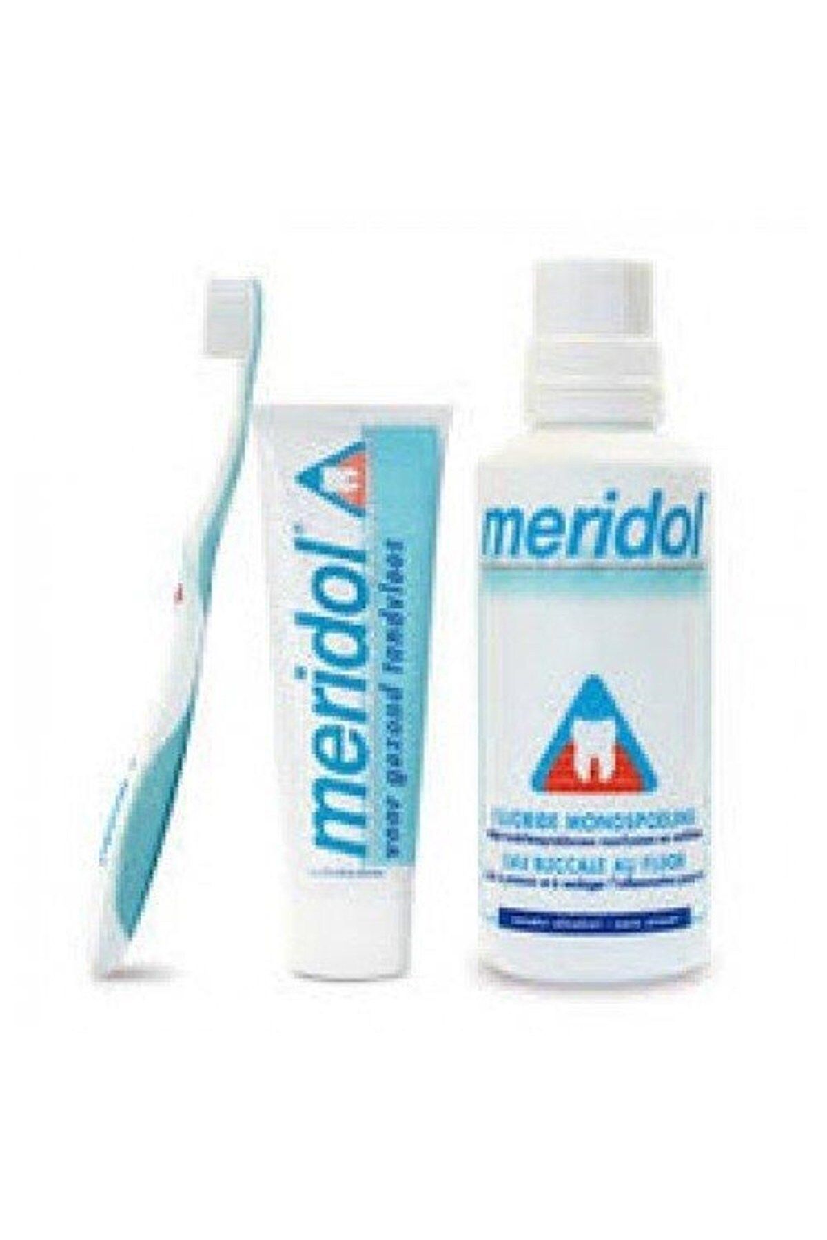 Meridol 3 Lü Set Ağız Bakım Suyu Diş Fırçası Diş Macunu