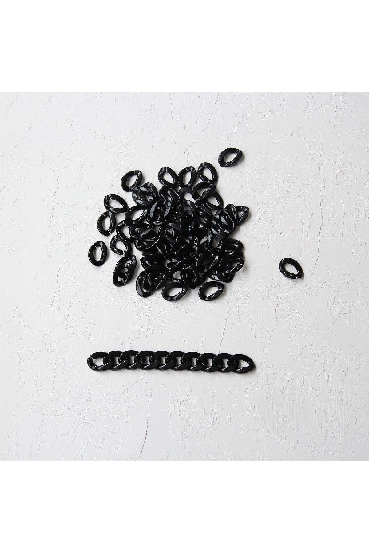 Bimotif Siyah Akrilik Zincir Halkası, 100 Gram