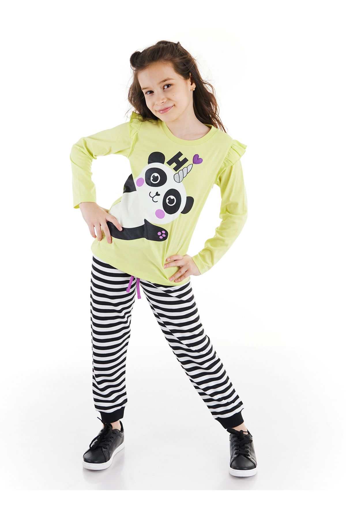 Denokids Hello Pandacorn Kız Çocuk T-shirt Pantolon Takım