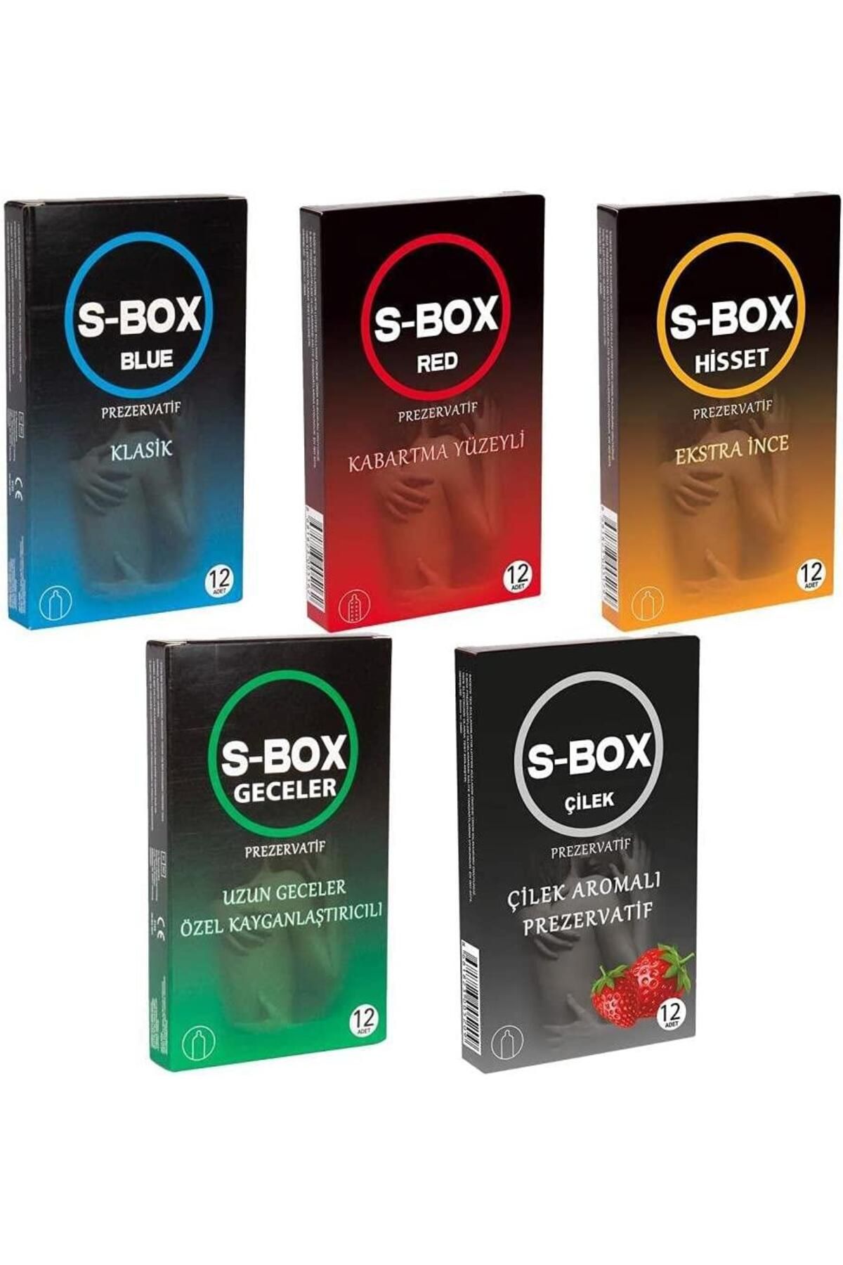 S-Box S BOX PREZERVATİF 5 Çeşit 12 li KARMA PAKET ( 60 Adet )