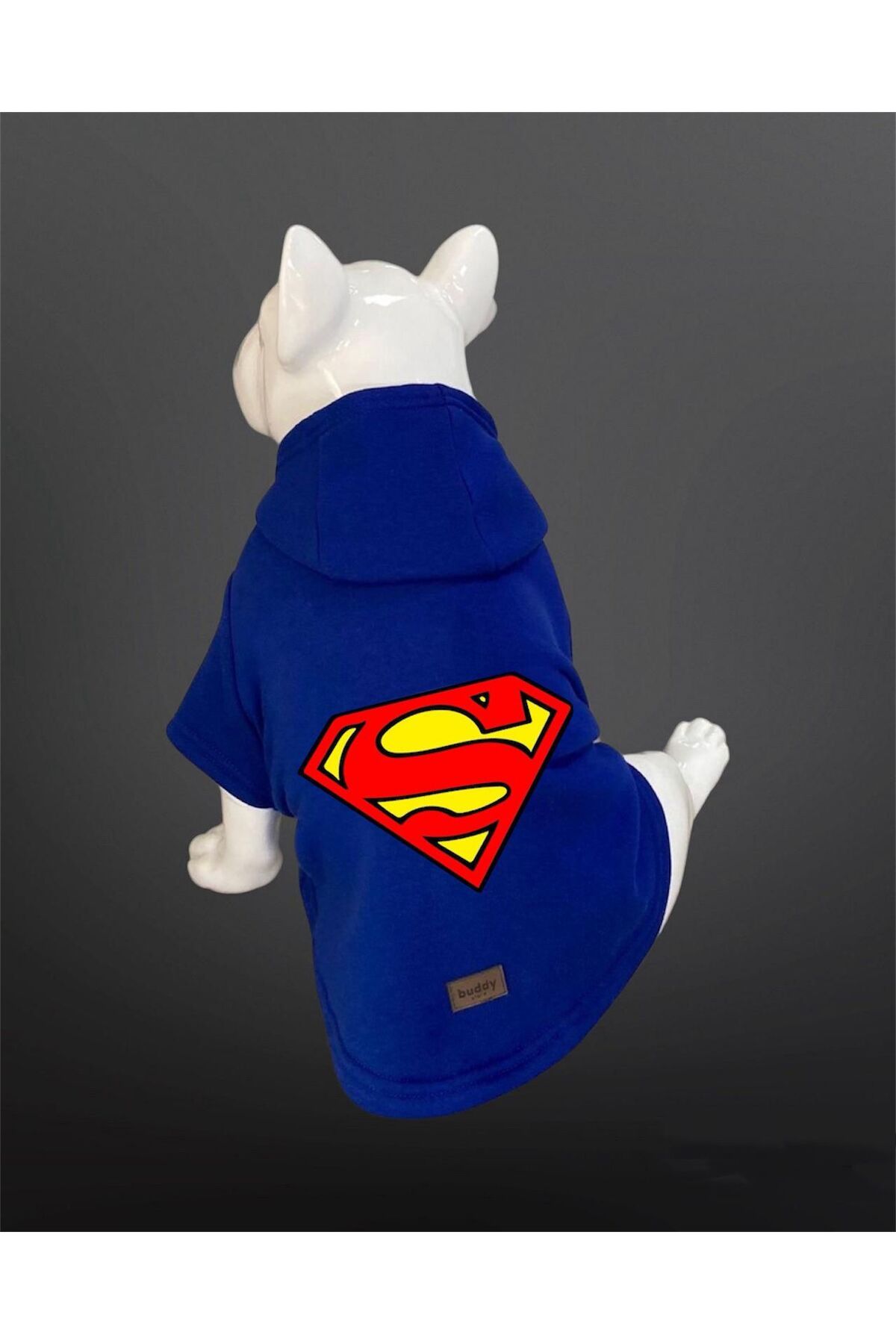Buddy Store Kedi & Köpek Kıyafeti Sweatshirt - Süperman Baskılı Saks Mavisi Sweatshirt