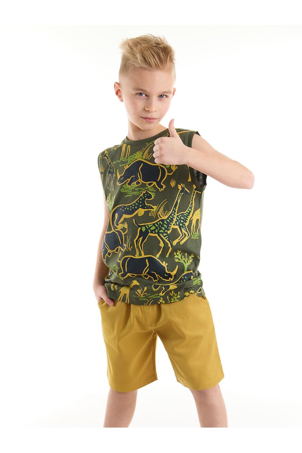 MSHB&G Safari Erkek Çocuk T-shirt Gabardin Şort Takım