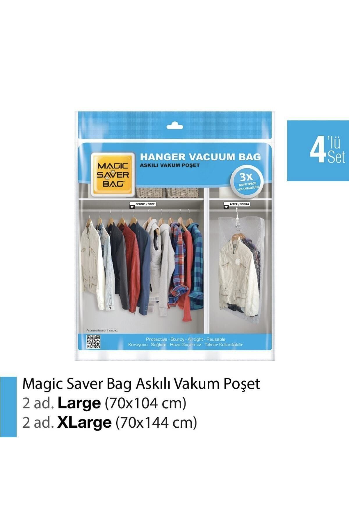 Magic Saver Bag Magıc Saver Bag 4'lü Askılı Vakumlu Poşet Seti 2l 2xl