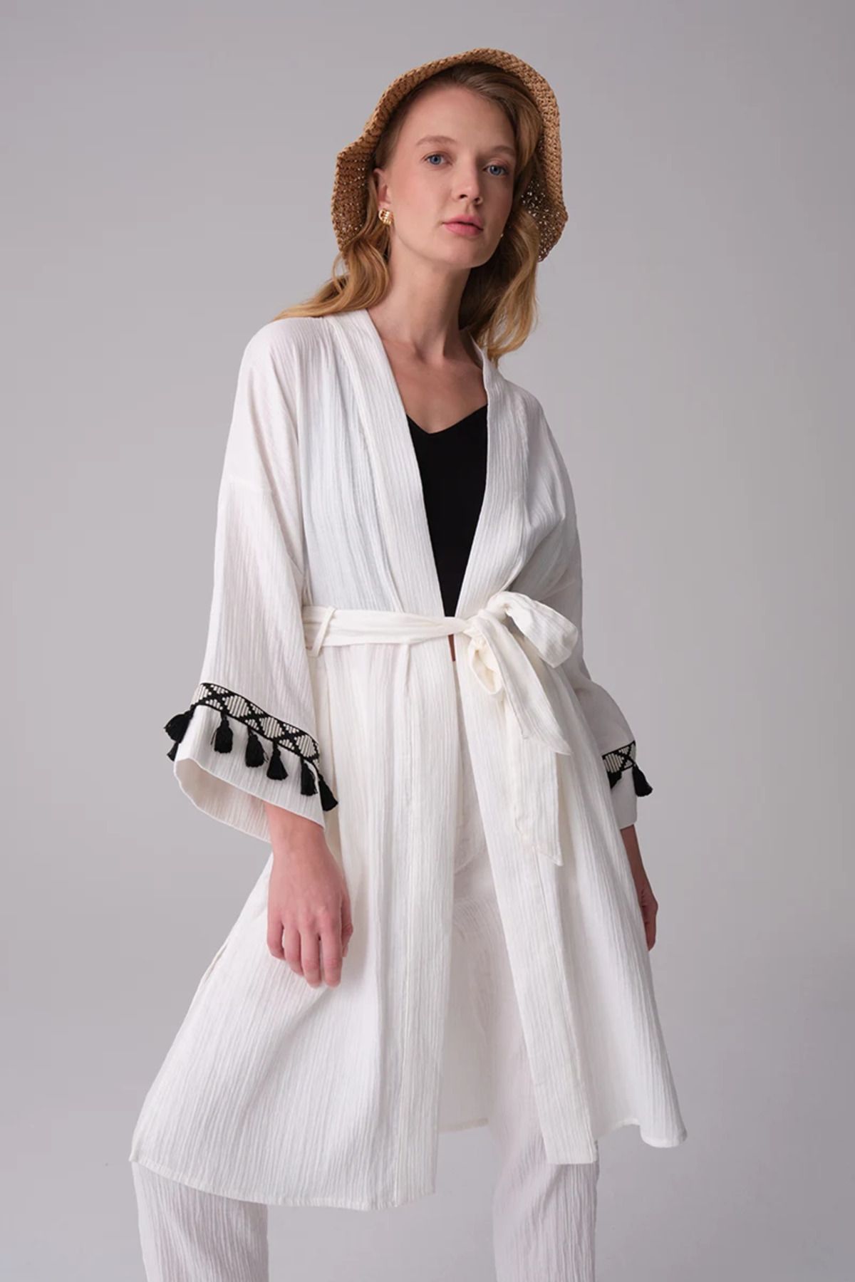 Gusto Müslin Kimono - Beyaz