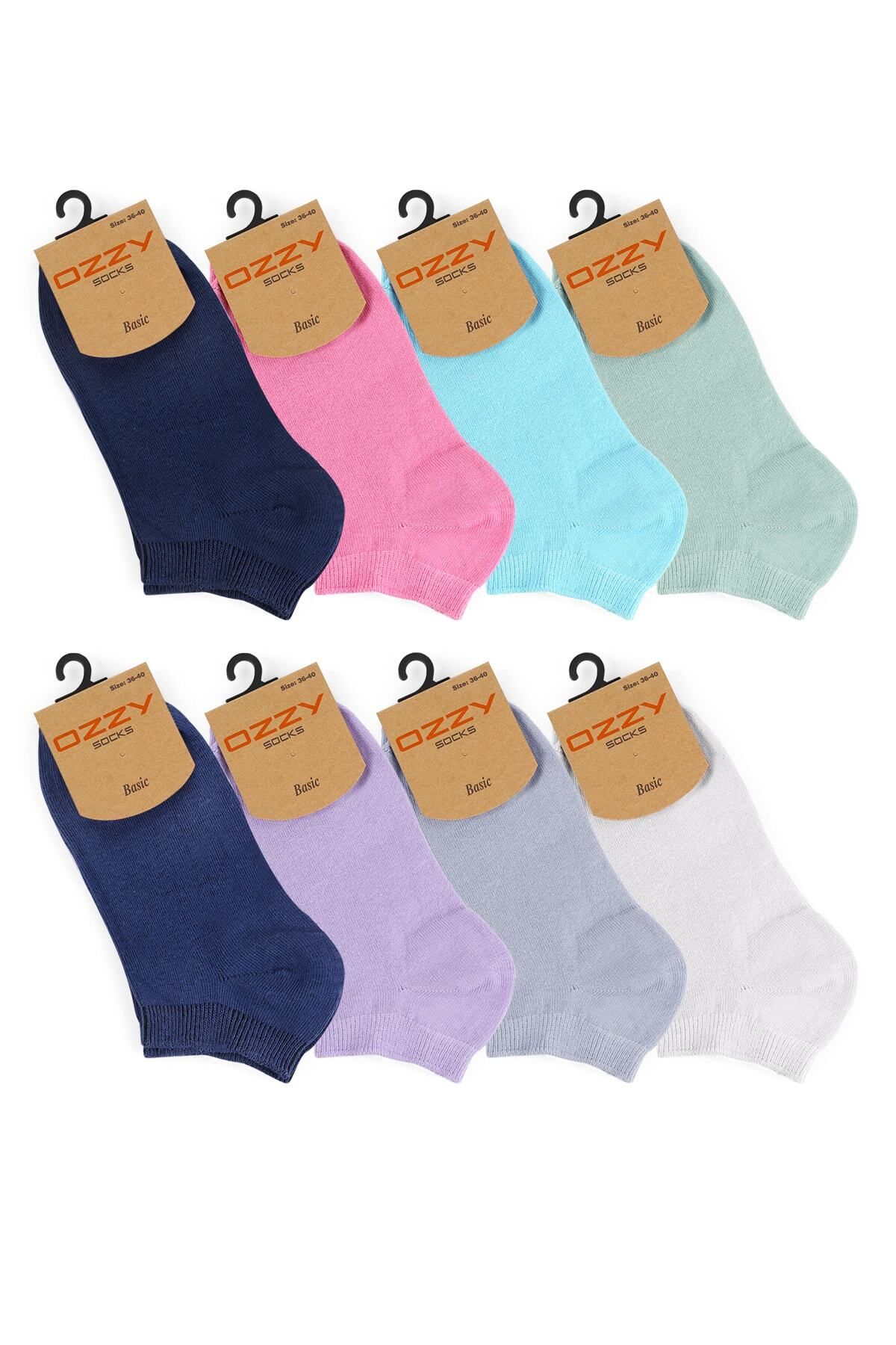 Ozzy Socks 8 Çift Ekonomik Pamuklu Renkli Kadın Patik Çorap
