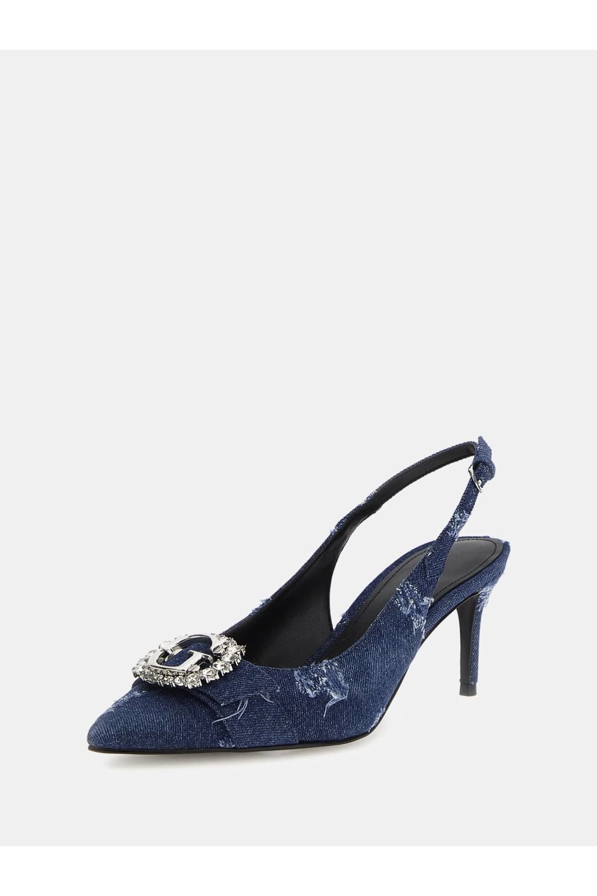 Guess Kadın Logo Detaylı Metal Tokalı Ayarlanabilir Mavi Klasik Topuklu Ayakkabı FLJBRA DEN05-BLUE