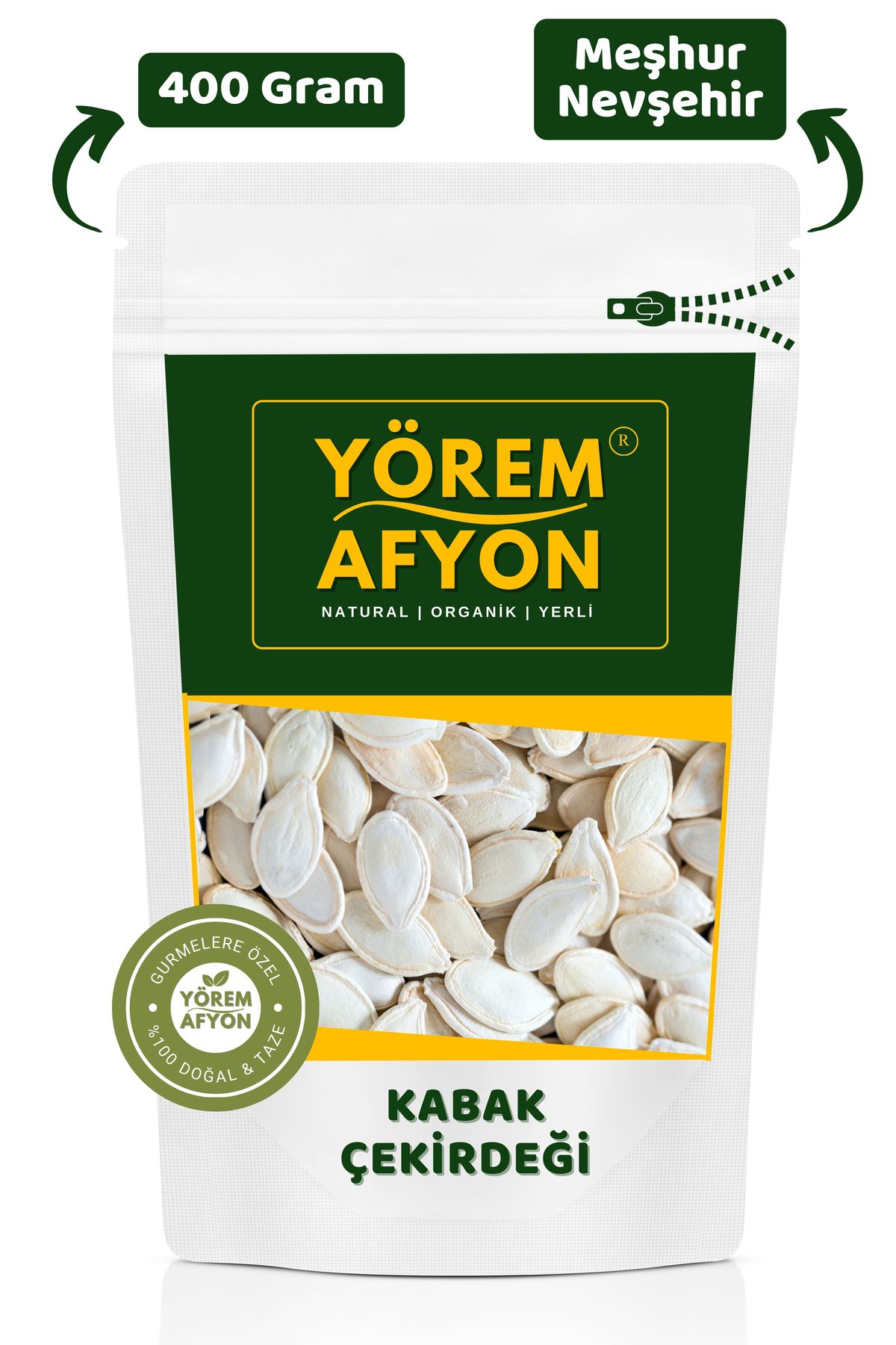 Gülçehre Yörem Afyon Meşhur Nevşehir Kavrulmuş Tuzlu Extra Duble Kabak Çekirdeği | 400gr.