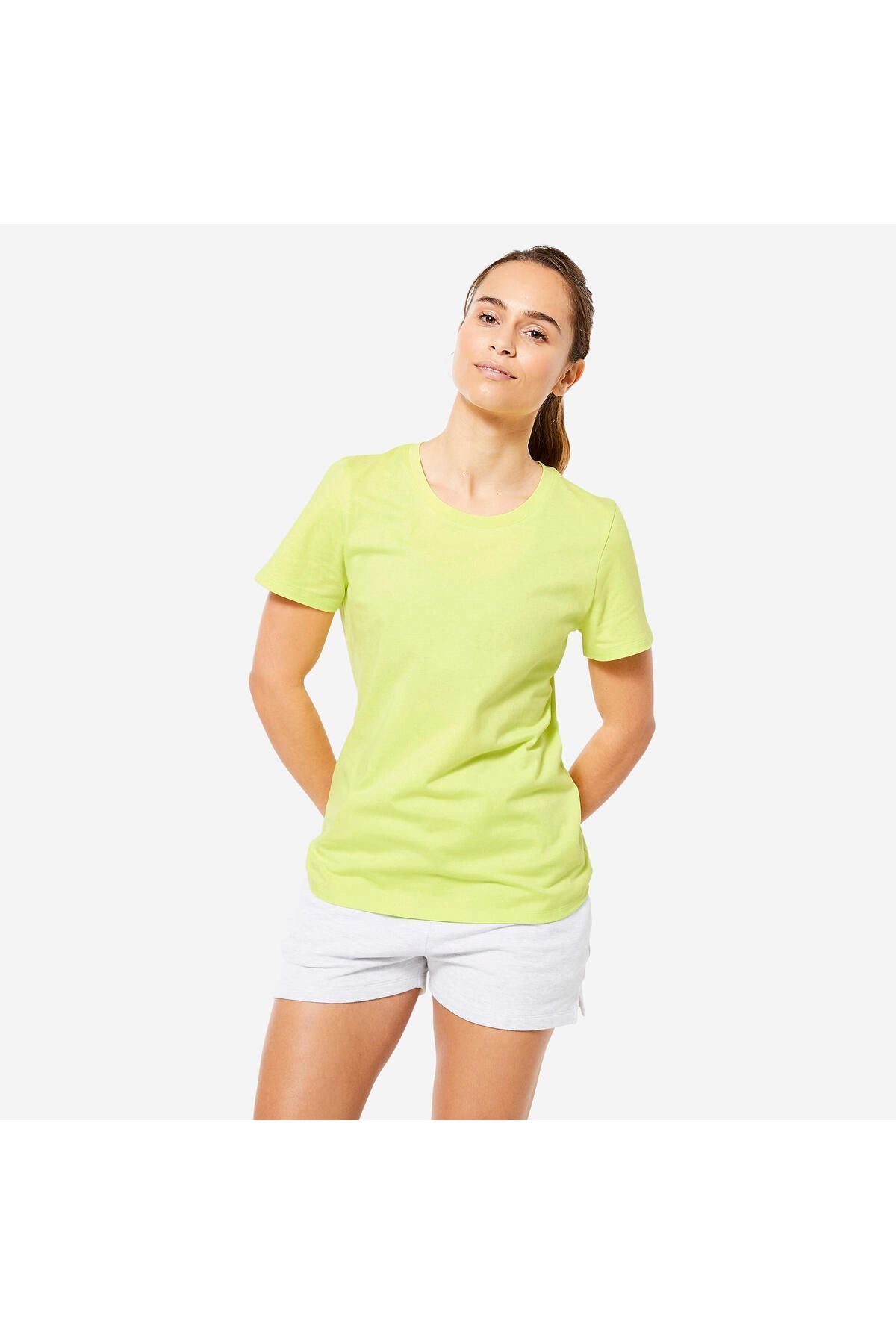 Decathlon Kadın Sarı Regular Spor Tişörtü 500 Essentials - Fitness Hafif Antrenman