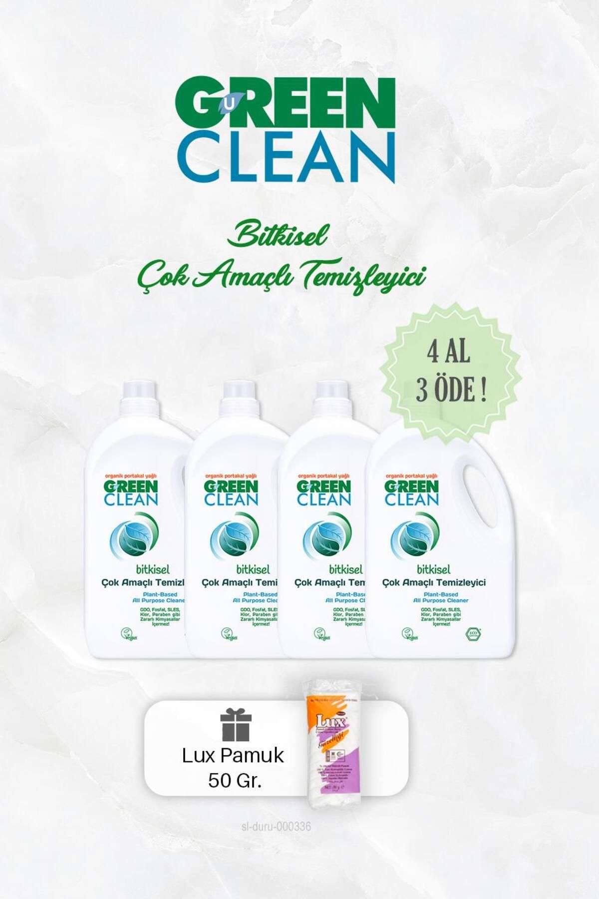 Green Clean 4 AL 3 ÖDE Bitkisel Çok Amaçlı Temizleyici Portakallı 2750 ml