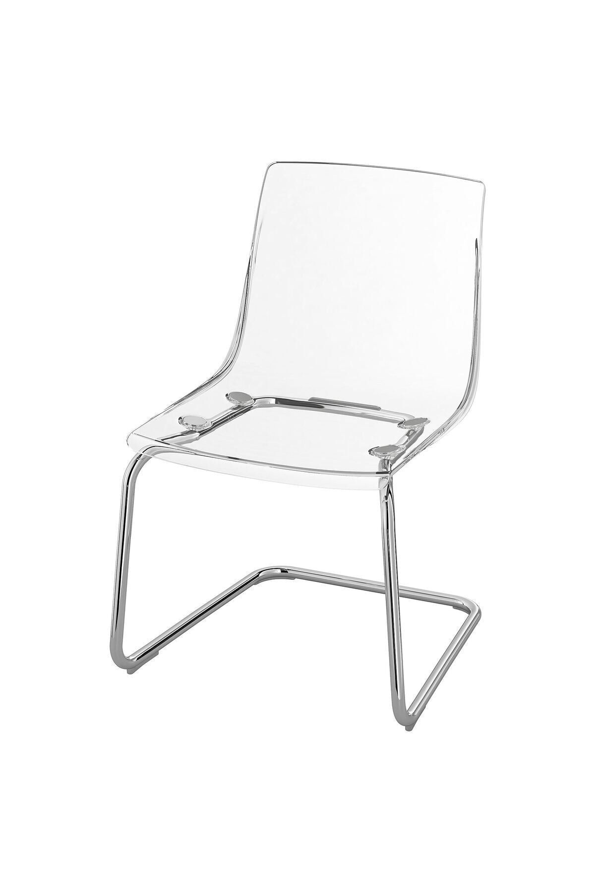 IKEA AKDENİZ TOBIAS şeffaf-krom kaplama plastik sandalye