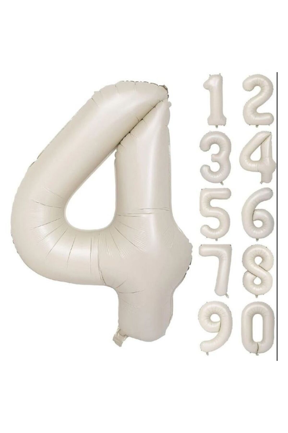 Onay Store Folyo Balon 4 Rakamı Helyum Balon 76 Cm Krem Renk - 4 Yaş Balonu - Doğum Günü Parti Seti Malzemeleri