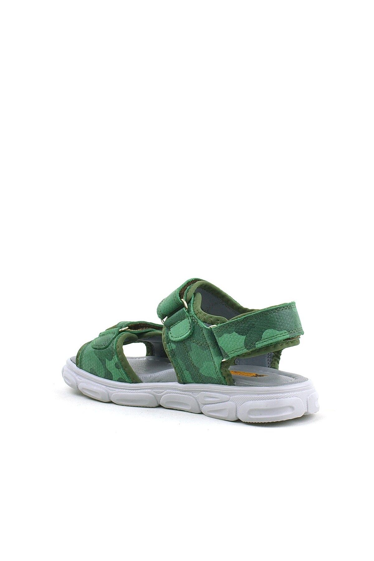 Rakerplus Wisps Hakiki Deri Yeşil Kamuflaj Çocuk Sandalet