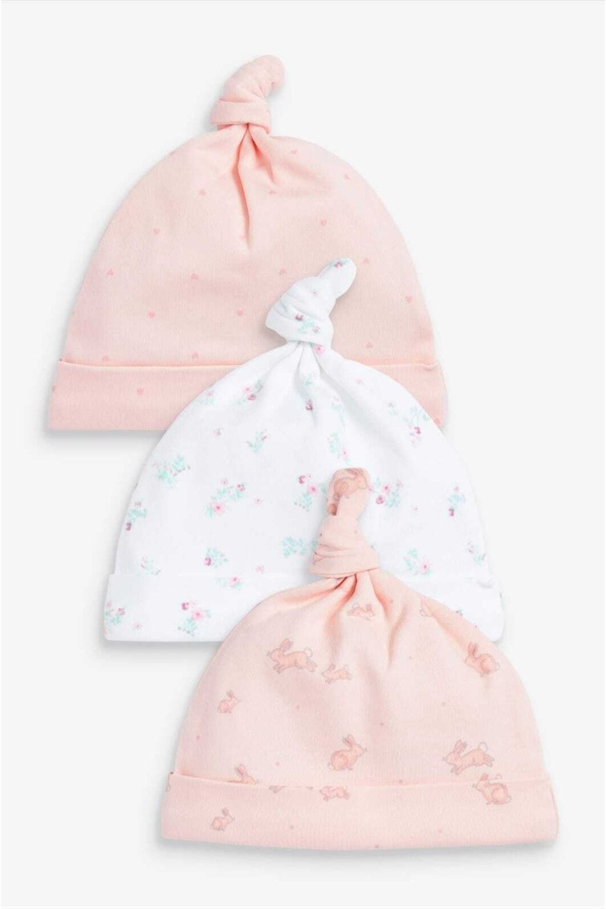 Next Baby %100 Pamuk Soluk Pembe Çiçekli Bebek Şapkası