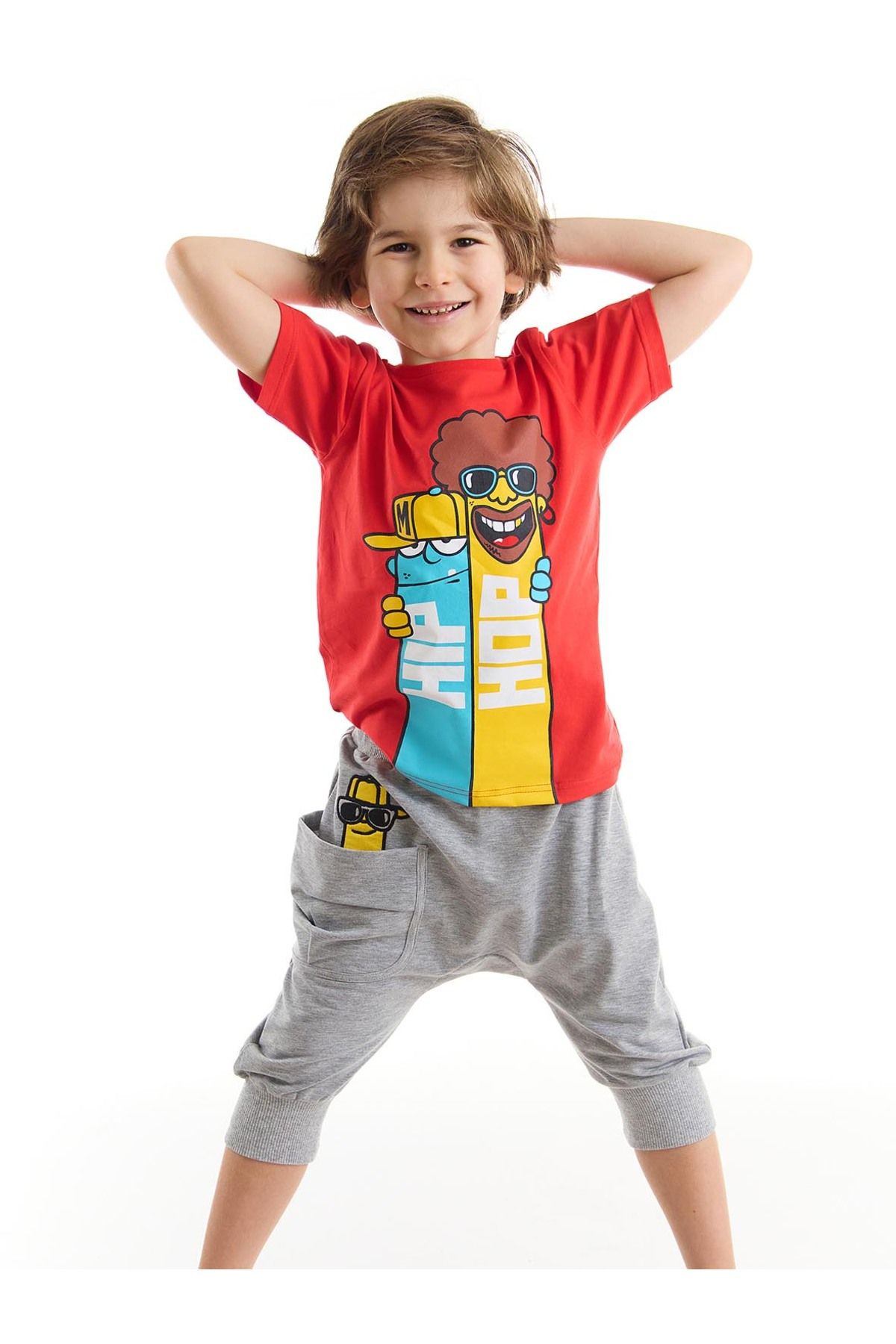 MSHB&G Biraderler Erkek Çocuk T-shirt Kapri Şort Takım