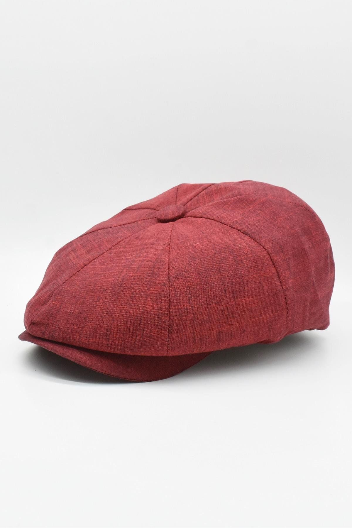 Külah İngiliz Stili London Yazlık Kasket Şapka Bordo