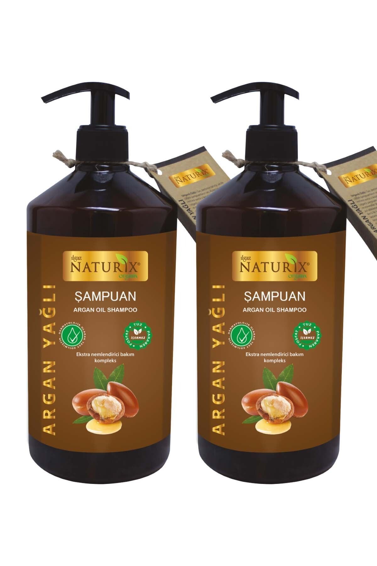 Ilgaz Naturix Organix 2 Adet Tuzsuz Argan Yağlı 600 Ml Bakım Şampuanı Argan Şampuan ( Paraben Fosfat Tuz Içermez )