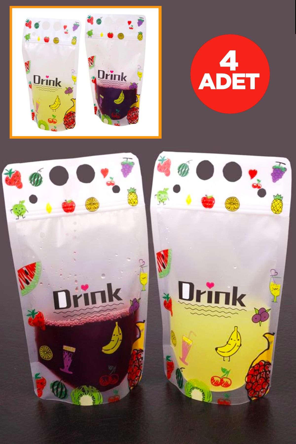 Arsimo Drink Desenli Kilitlenebilir Poşet Içecek Çantası 4 Adet