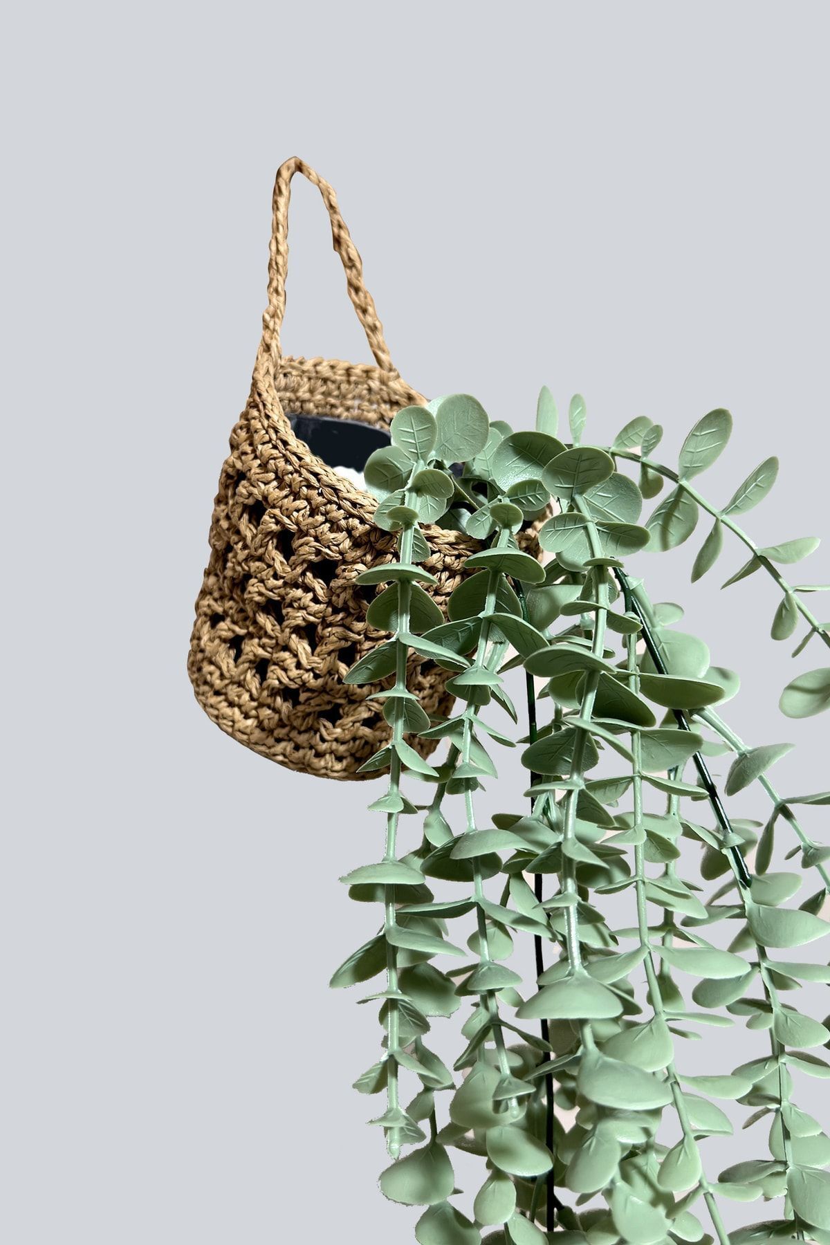 Genel Markalar Yapay Çiçek Handmade Asılabilir Sepet Detaylı Pastel Yeşil Okaliptus Sarkıtı