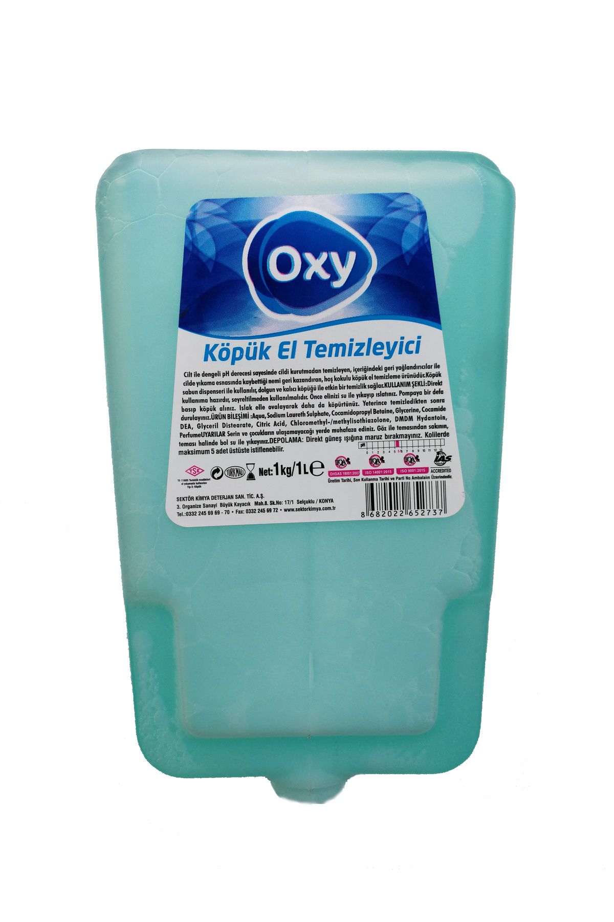 Oxy Tek Kullanımlık Kartuş El Temizleme Sıvı Köpük Sabun / 1 Kg.